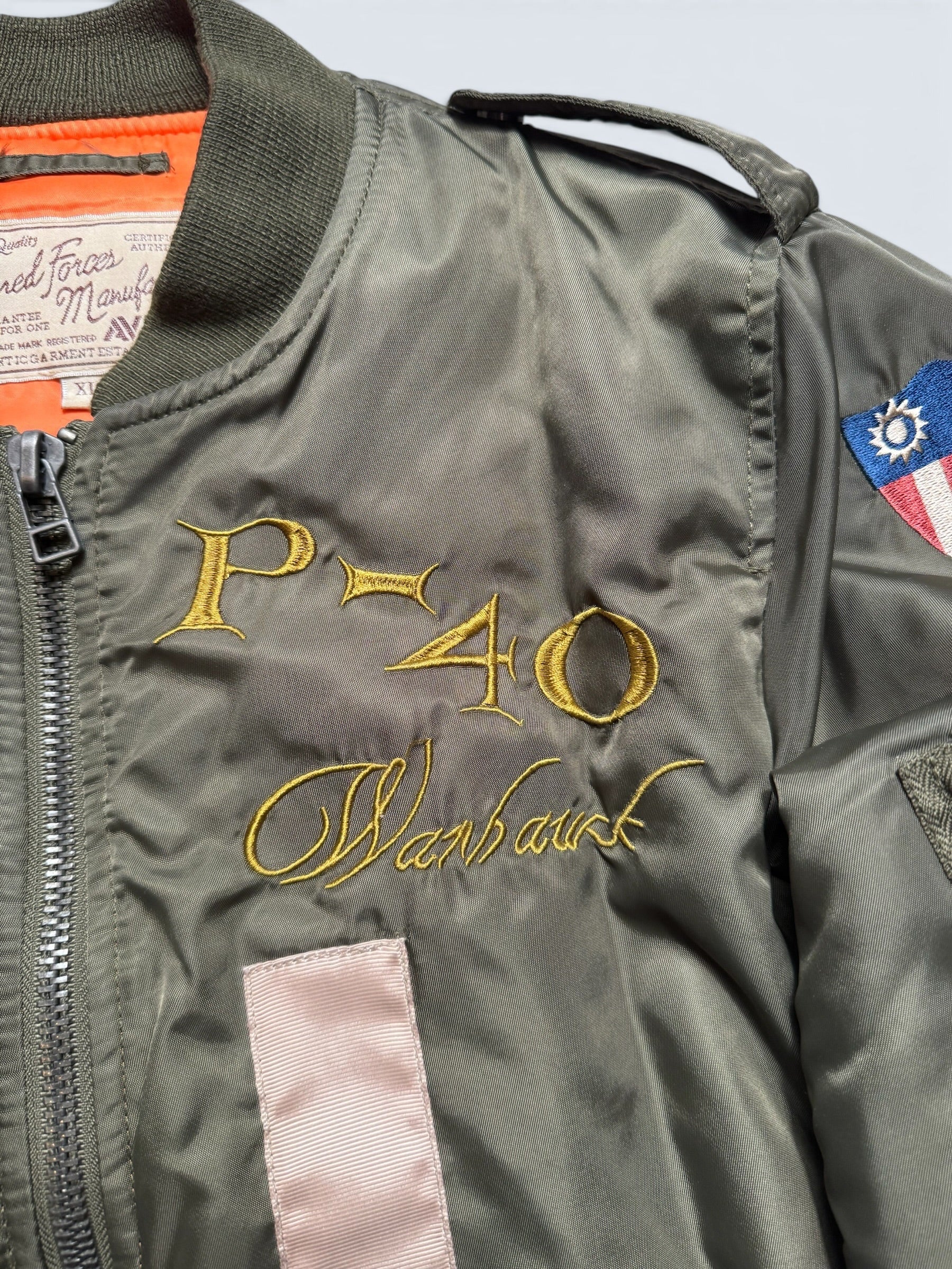 Jacket bomber flight Ma-1 Avirex Japan exclusive flying tigers kaki vintage 00’s - M/L
