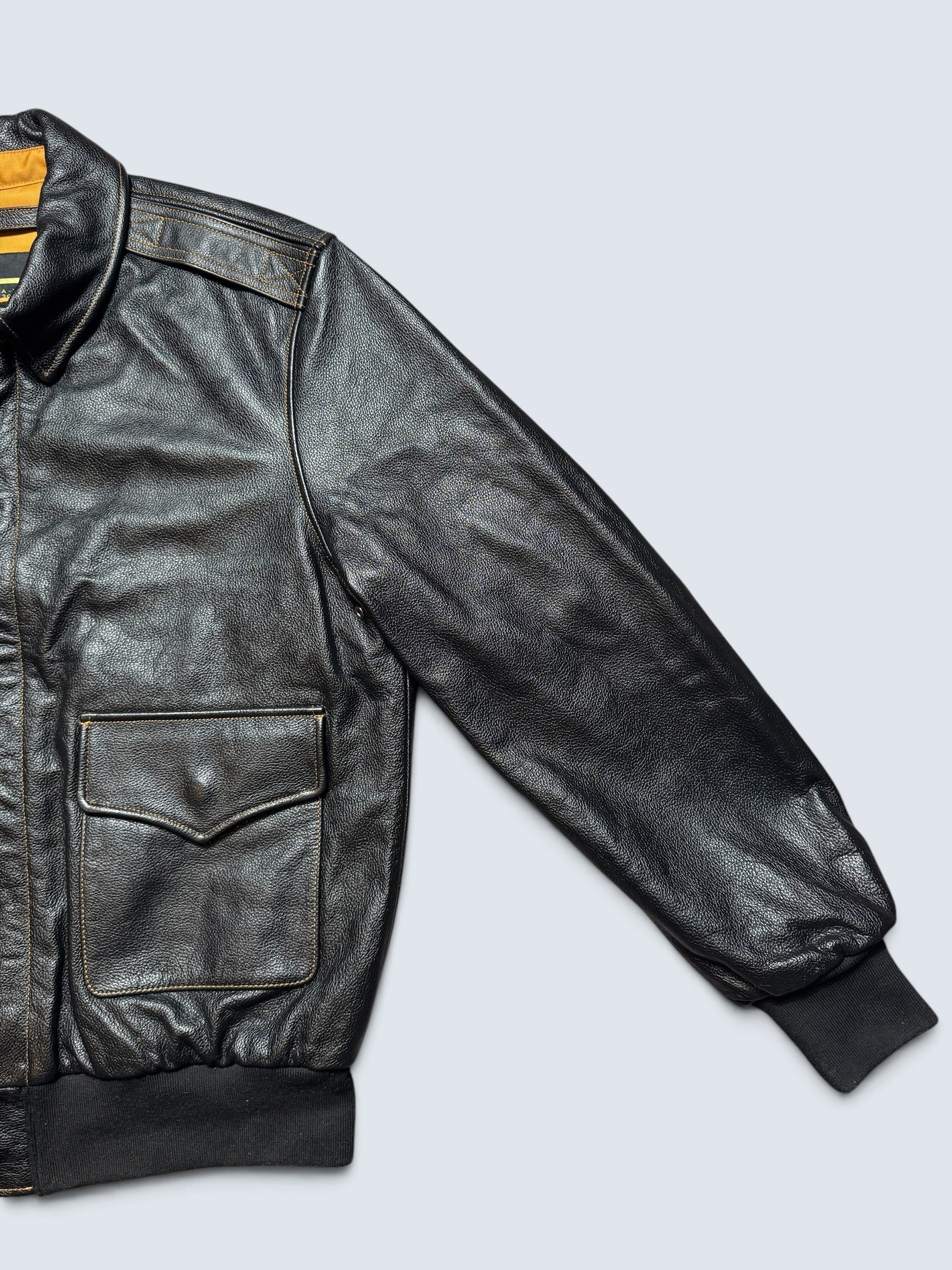 Jacket cuir bomber flight A-2 Willis & Geiger usaf black 00's - L