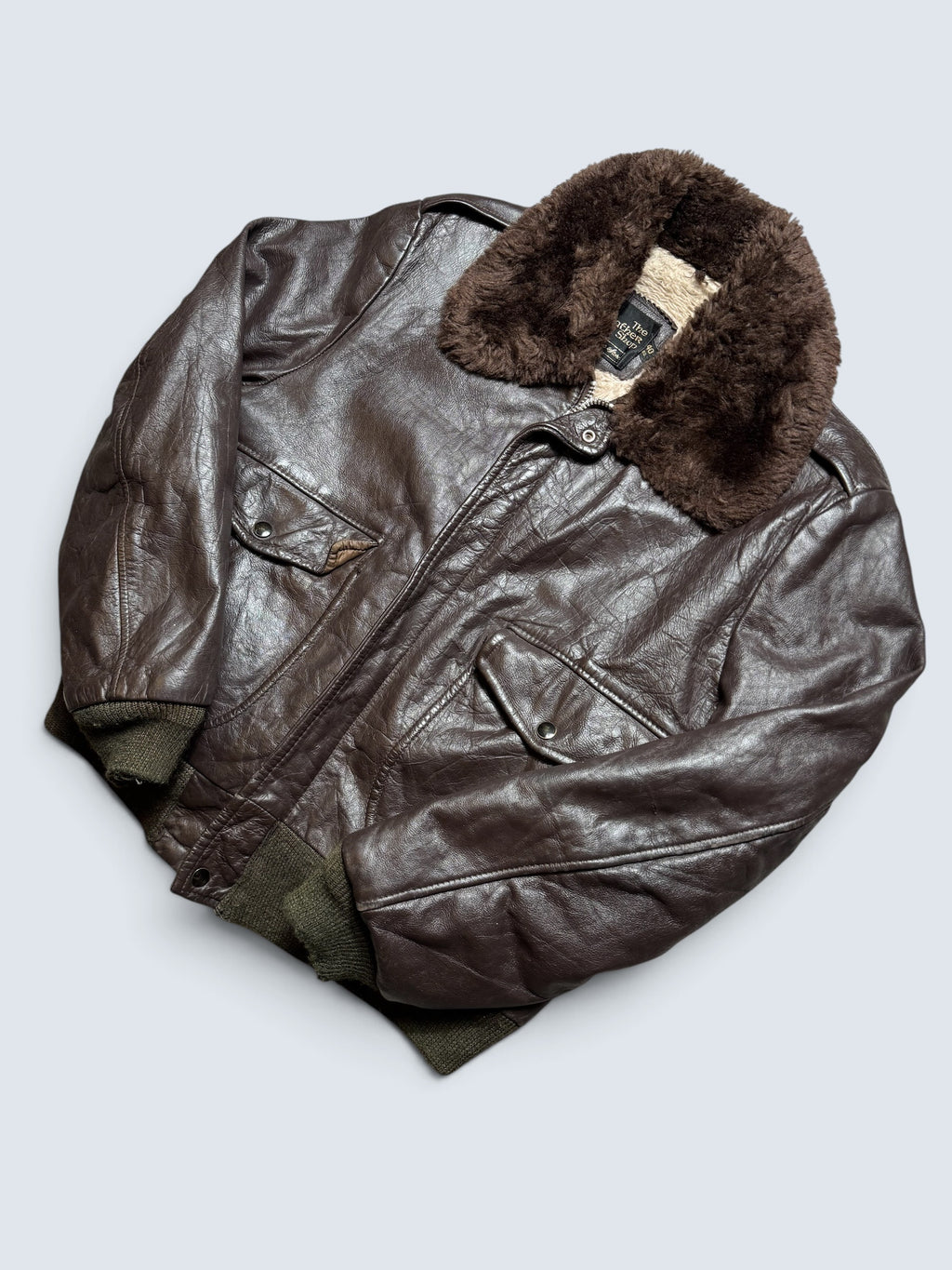 Jacket cuir cowhide flight bomber The Leather Shop Sears made in USA brown 70’s - 40 (M)