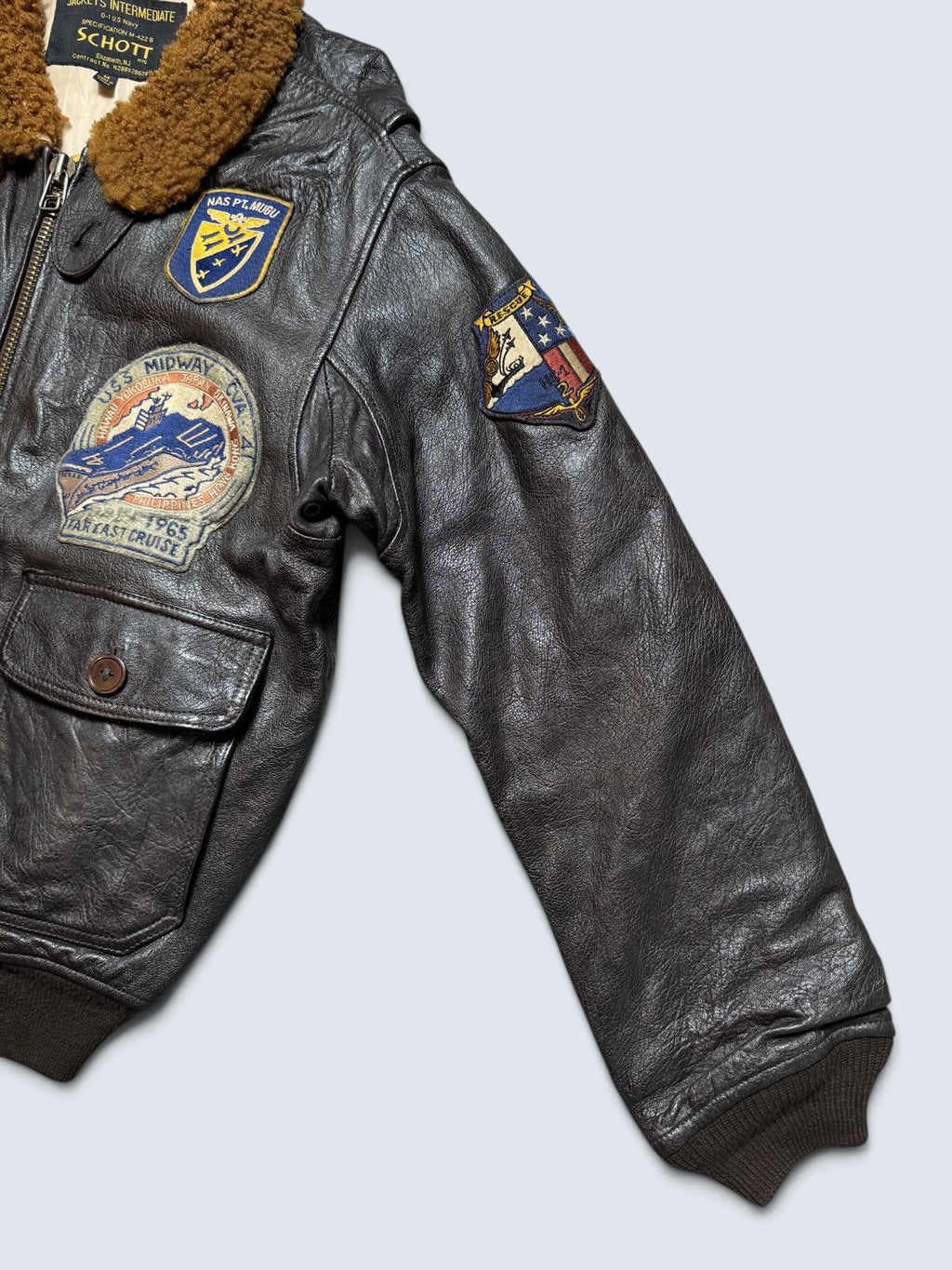 Jacket cuir cowhide flight G-1 Schott NYC Wings Of Gold Top Gun usn full patch black - M