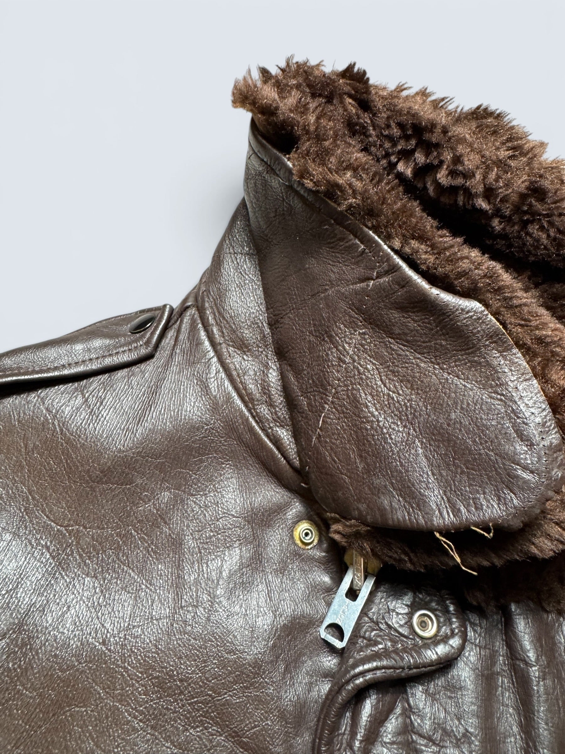 Jacket cuir cowhide flight bomber The Leather Shop Sears made in USA brown 70’s - 40 (M)