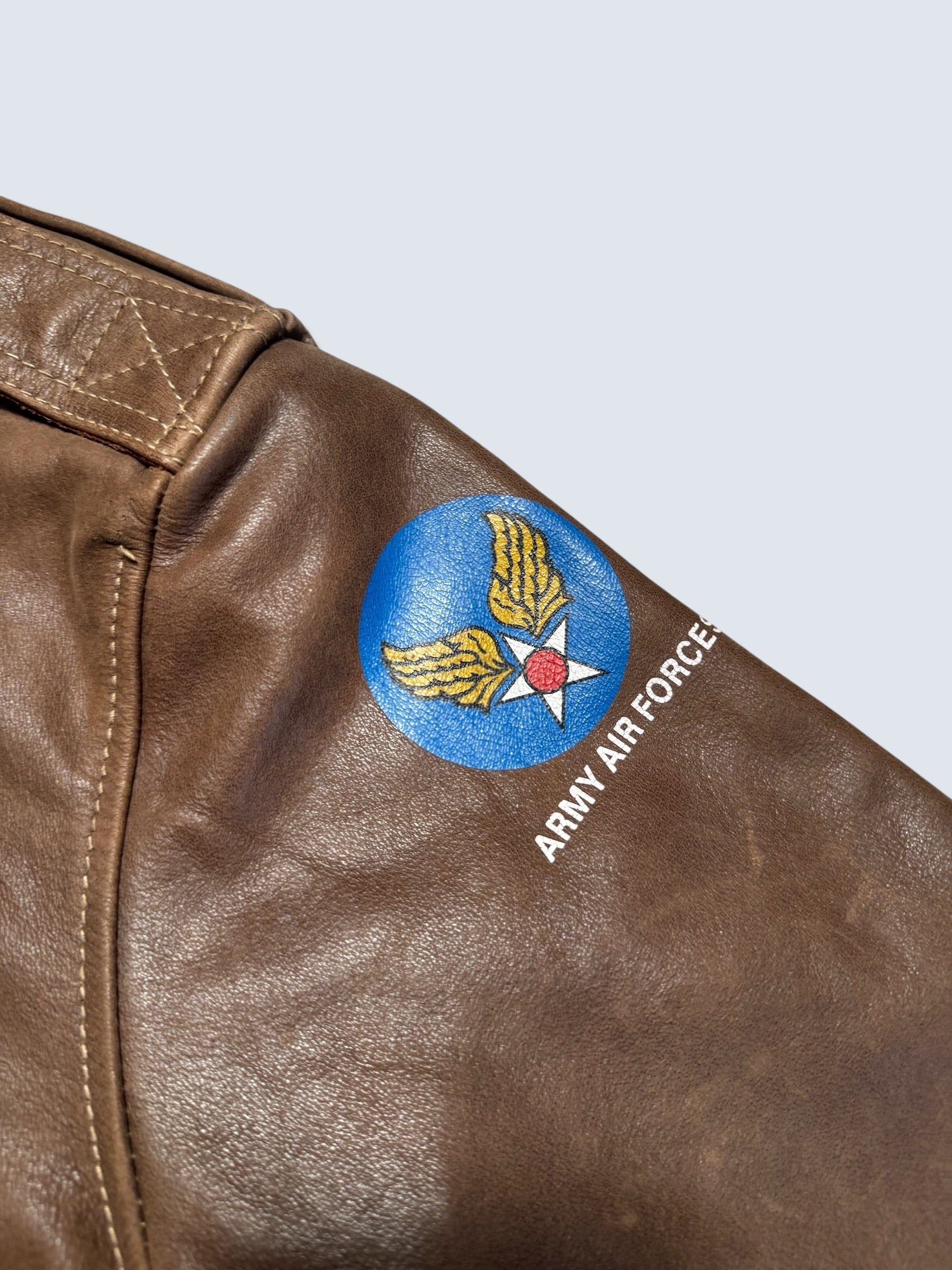 Jacket cuir cowhide flight A-2 Willis & Geiger usa usaf patch brown 90’s - 36 (S/M)