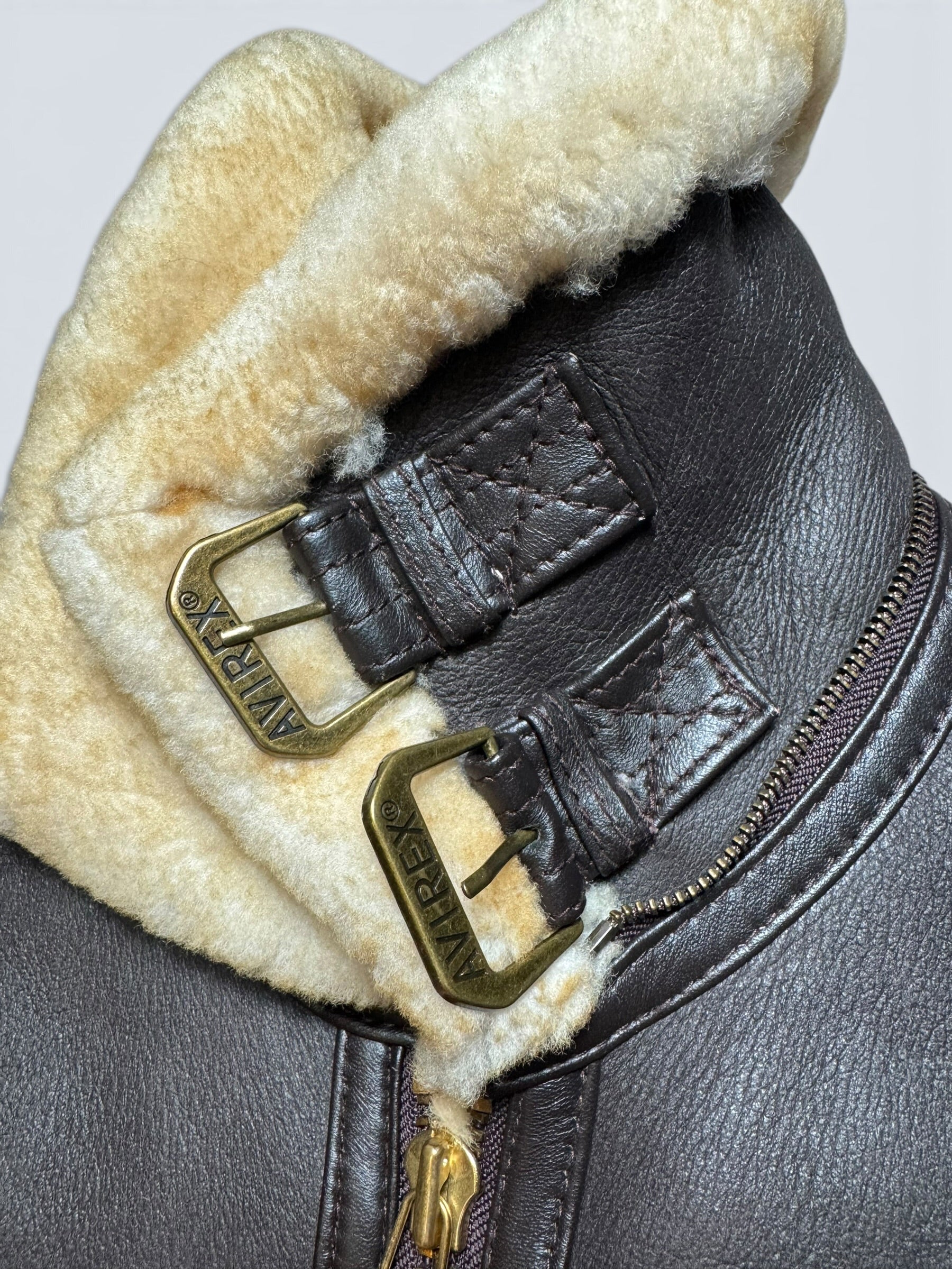 Jacket cuir flight shearling B-3 Avirex made in USA usaf black vintage 80’s - 38 (M)
