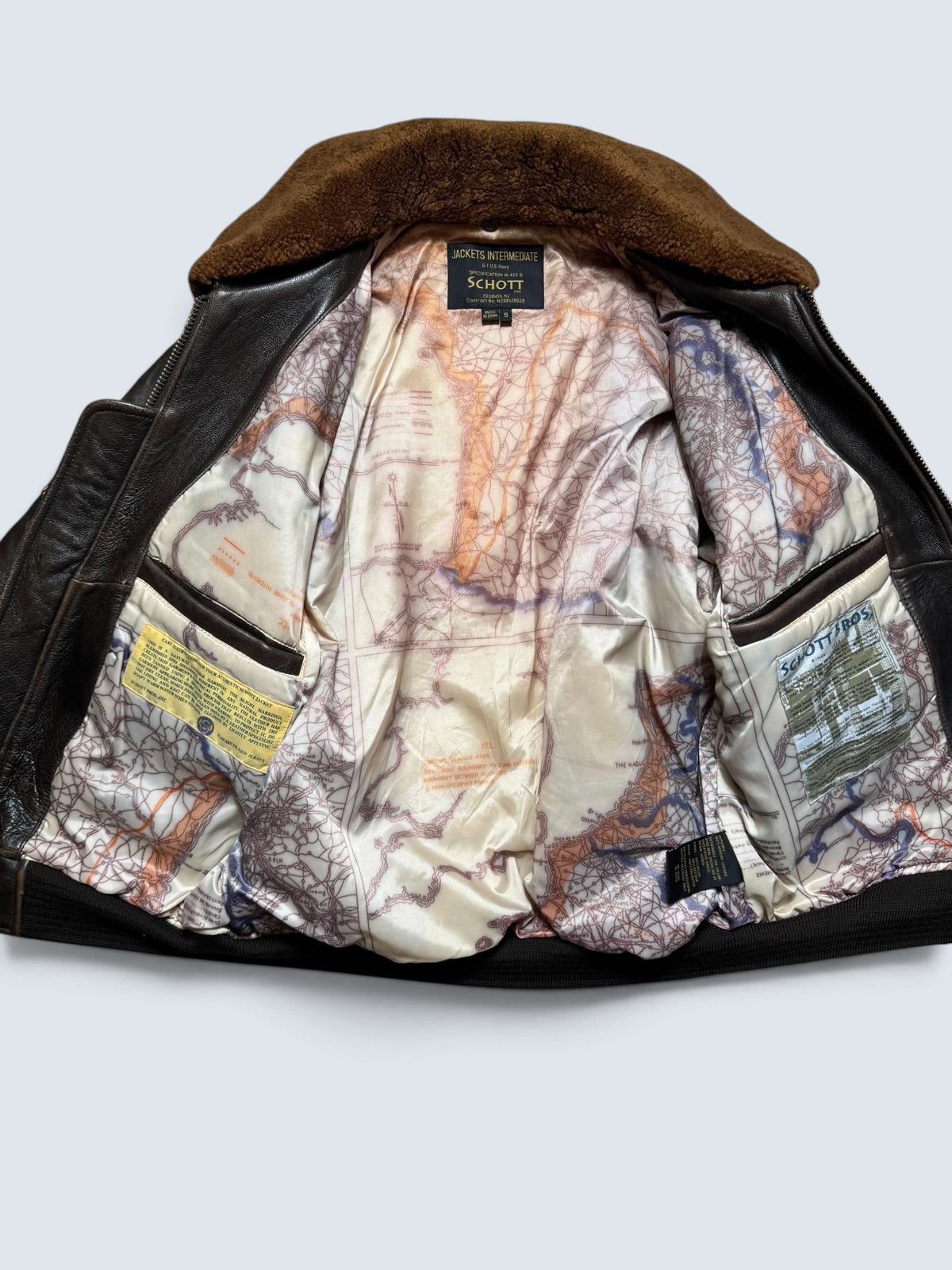 Jacket cuir lambskin flight G-1 Schott NYC Wings Of Gold Top Gun usn full patch black - L