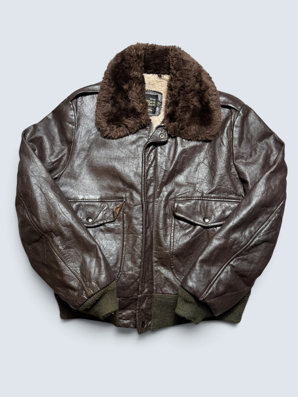 Jacket cuir cowhide flight bomber The Leather Shop Sears made in USA brown 70’s - 40 (M)