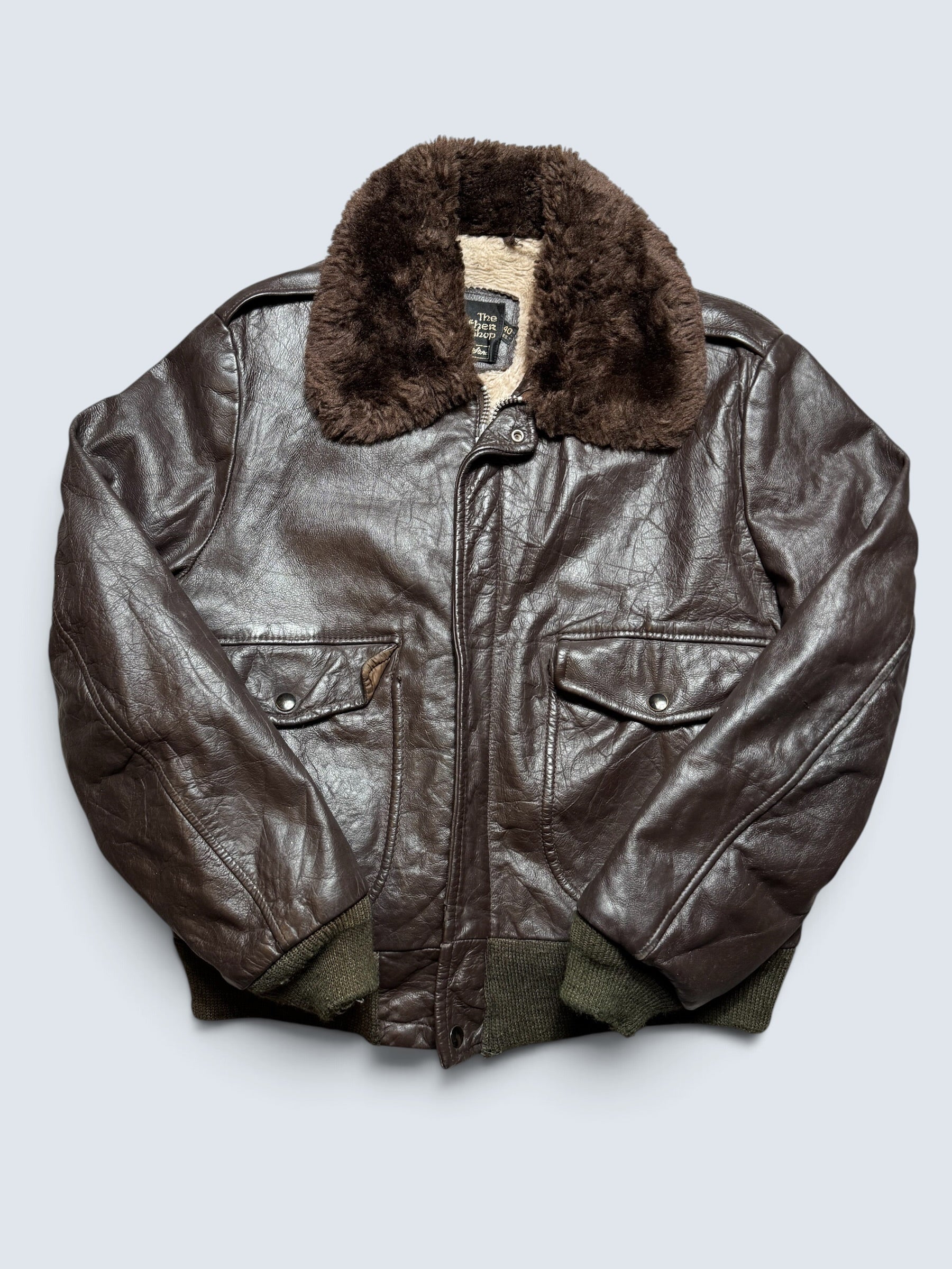 Jacket cuir cowhide flight bomber The Leather Shop Sears made in USA brown 70’s - 40 (M)