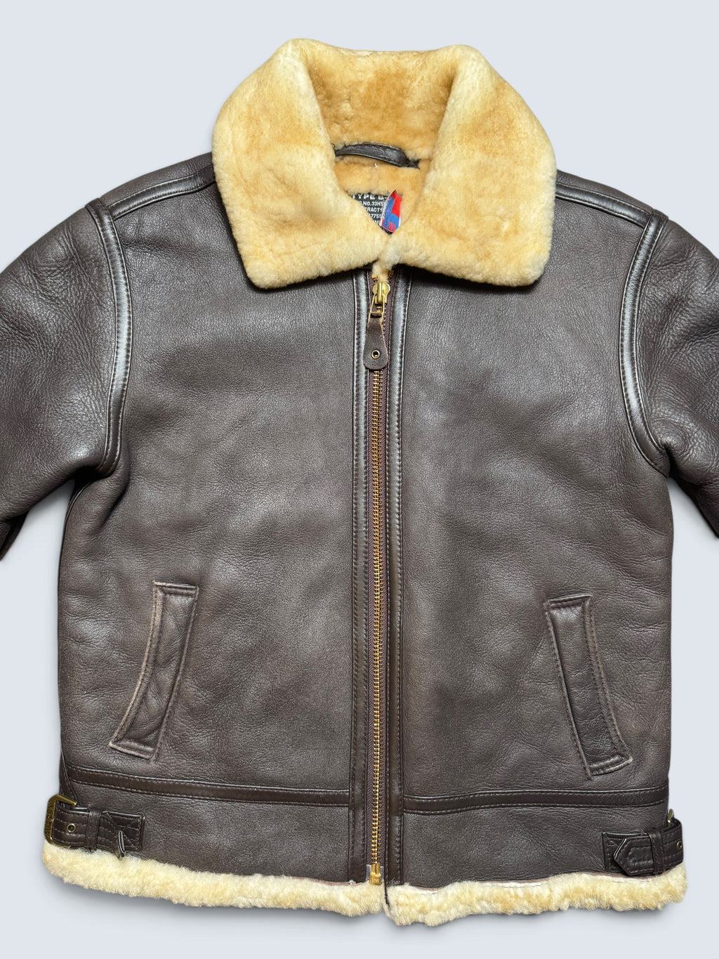 Jacket cuir flight shearling B-3 Avirex made in USA usaf black vintage 80’s - 38 (M)