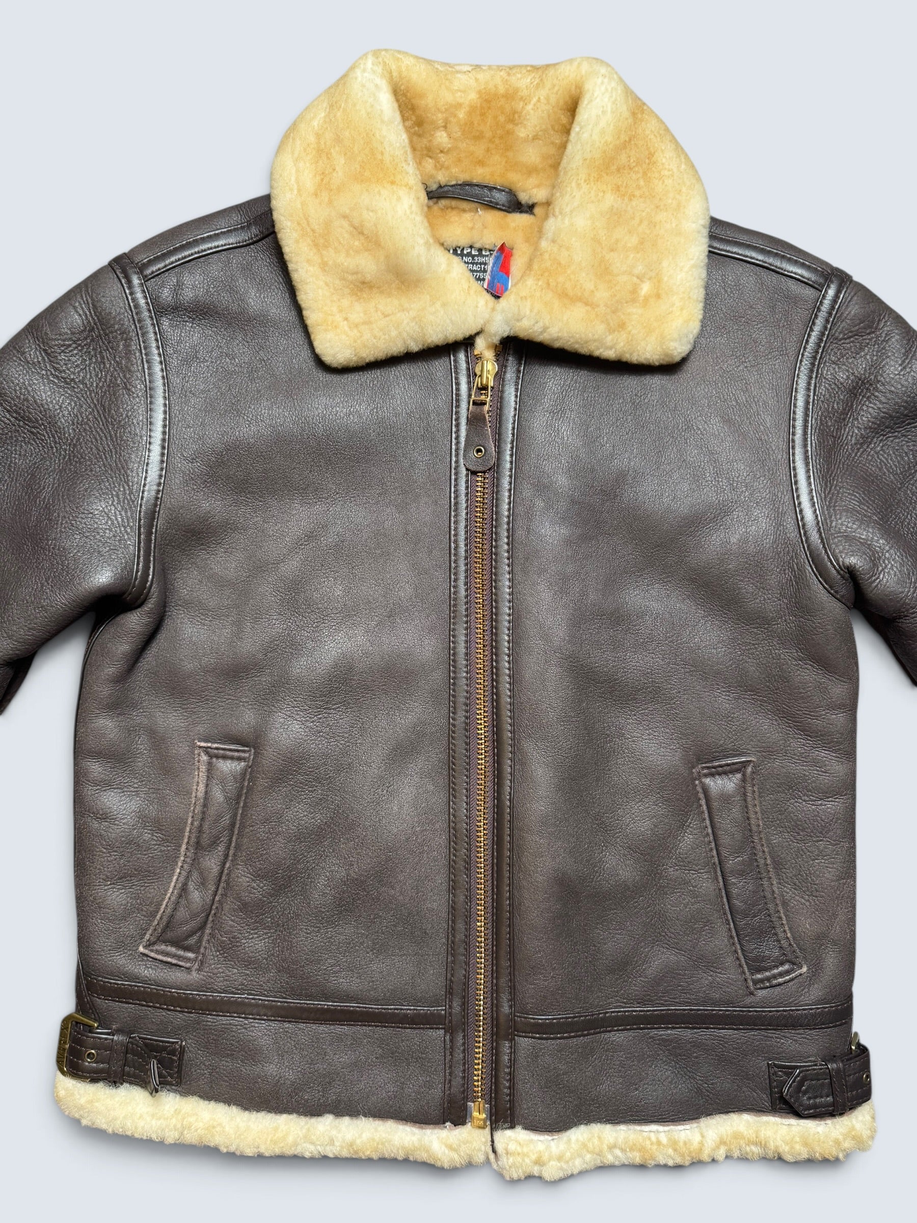 Jacket cuir flight shearling B-3 Avirex made in USA usaf black vintage 80’s - 38 (M)