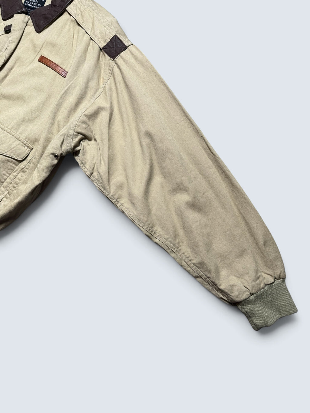 Jacket deadstock flight A-2 Cotton Twill Avirex usa usaf patch beige 1992 - L/XL