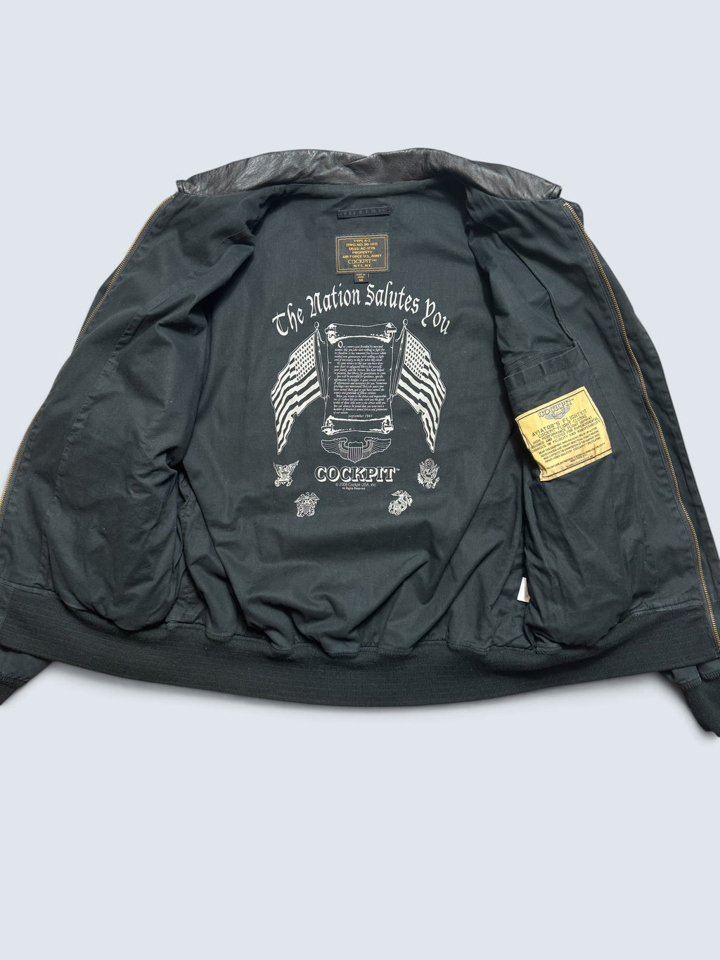 Jacket flight A-2 Cotton Twill Cockpit usa usaf black navy 00’s - XL