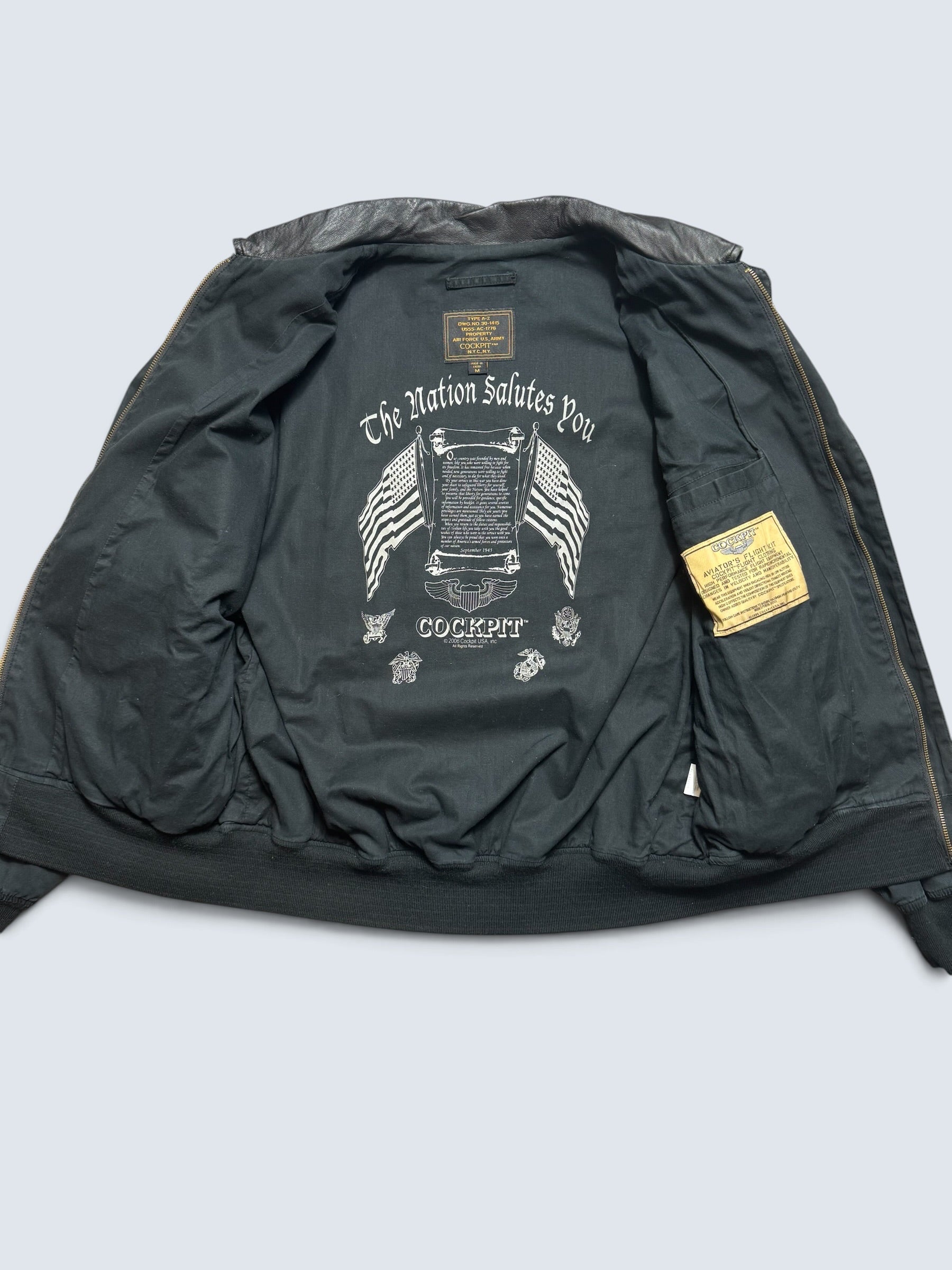 Jacket flight A-2 Cotton Twill Cockpit usa usaf black navy 00’s - XL