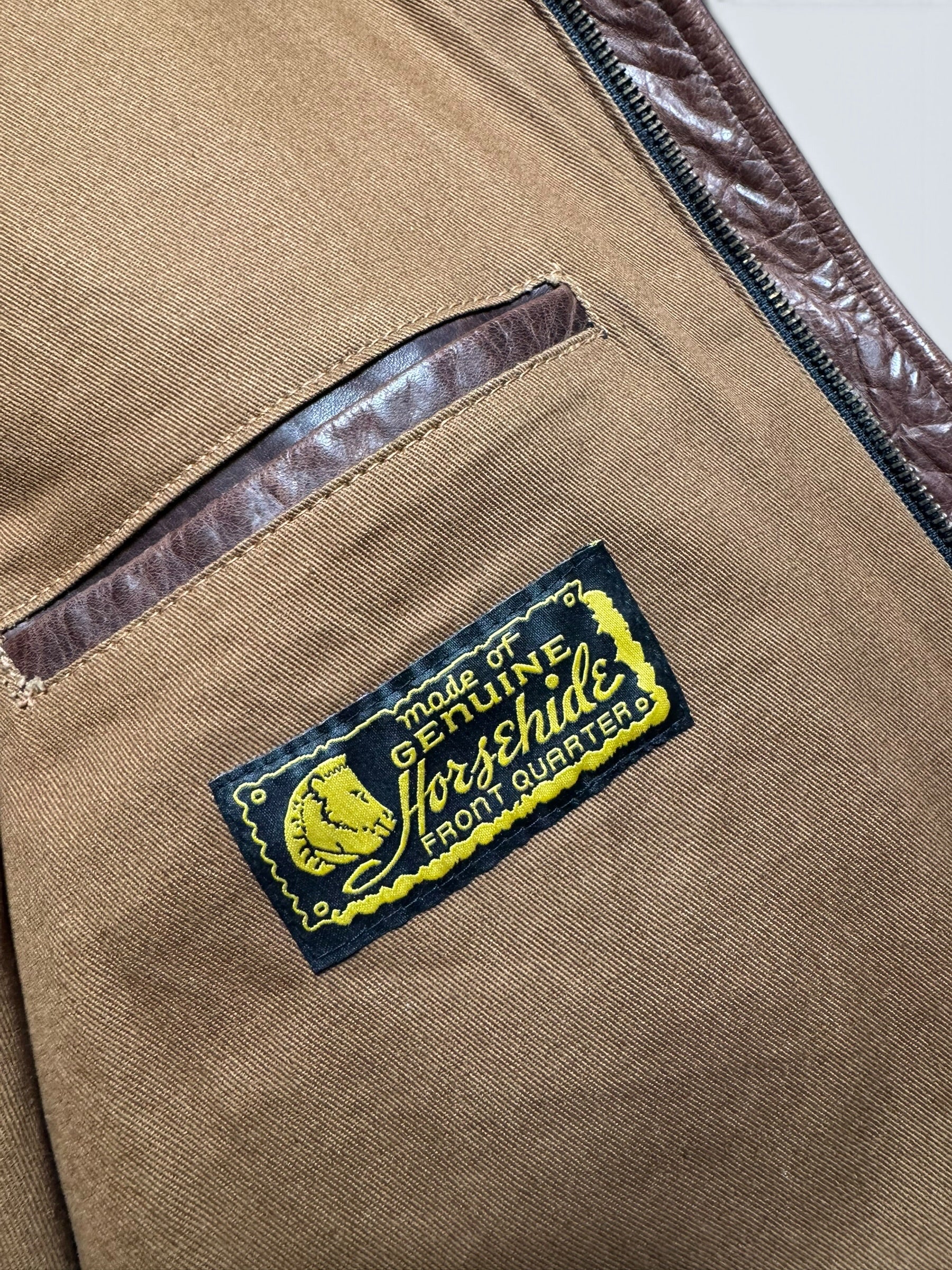 Jacket cuir horsehide flight A-2 Curphey Leather Hell's Angels patch & nose art usaf brown - 36 (S)