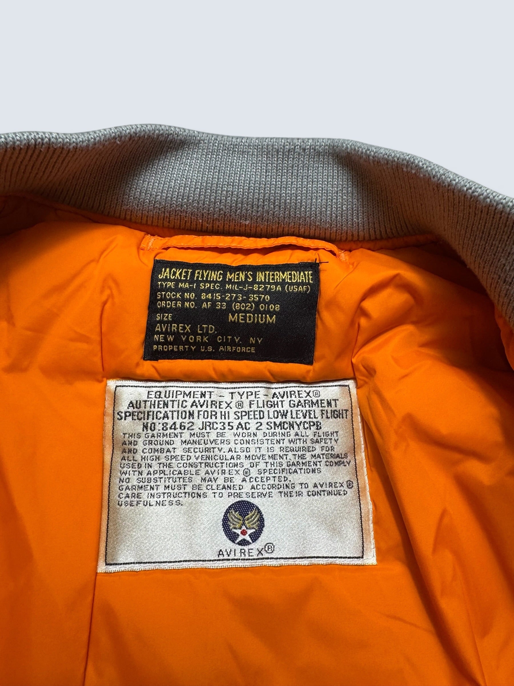 Jacket nylon bomber flight Ma-1 Avirex LTD Japan exclusive Flying Circus embroidery grey 00's - M