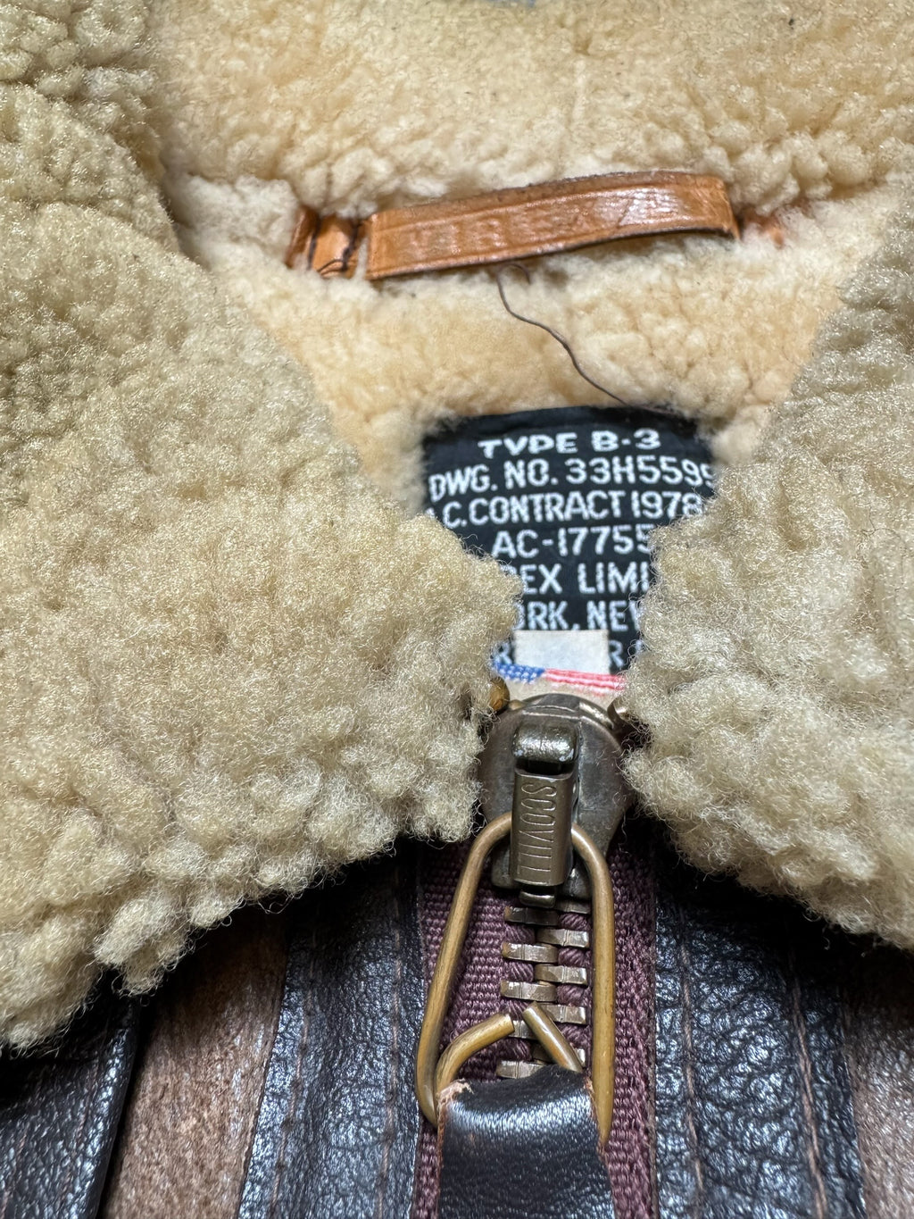 Jacket cuir flight shearling B-3 Avirex made in USA usaf brown vintage 80’s - 38 (M)