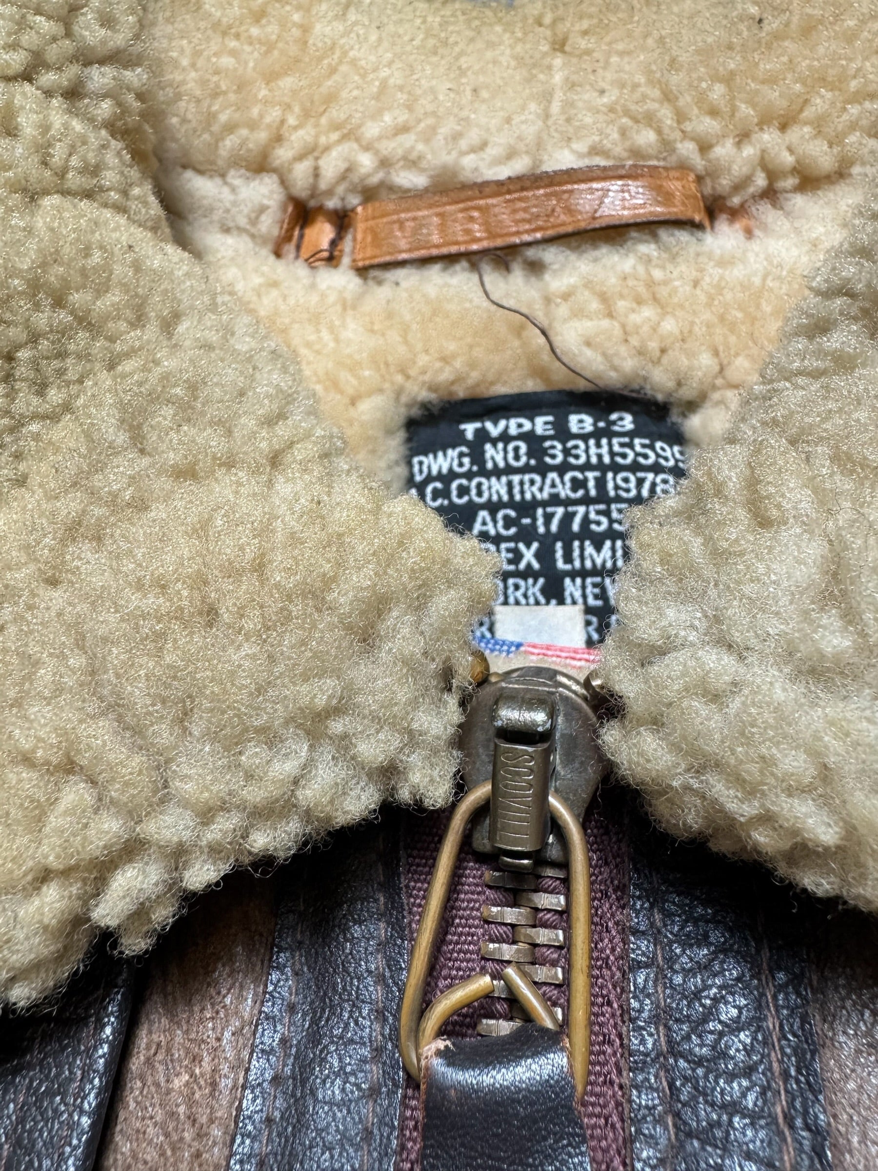 Jacket cuir flight shearling B-3 Avirex made in USA usaf brown vintage 80’s - 38 (M)