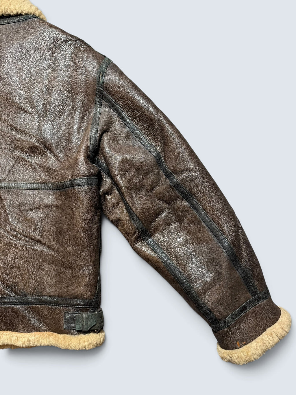 Jacket cuir bomber flight shearling aviator B-3 usaf brown vintage 80’s - L