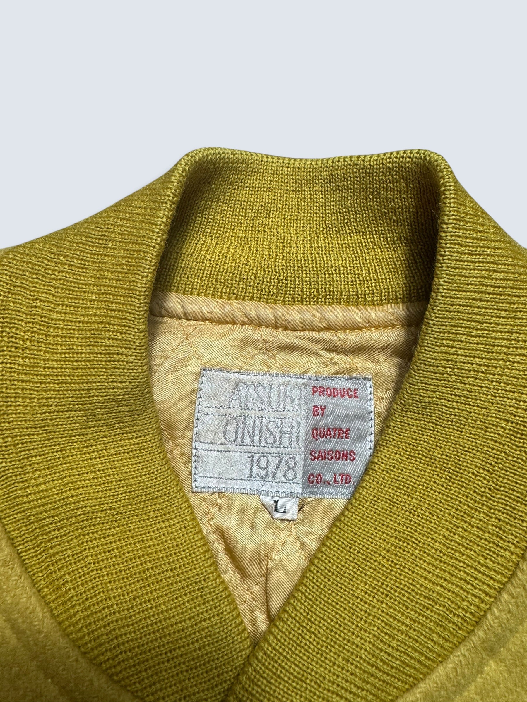 Jacket teddy varsity baseball coton & leather Atsuki Onishi made in Japan yellow vintage 90’s - M