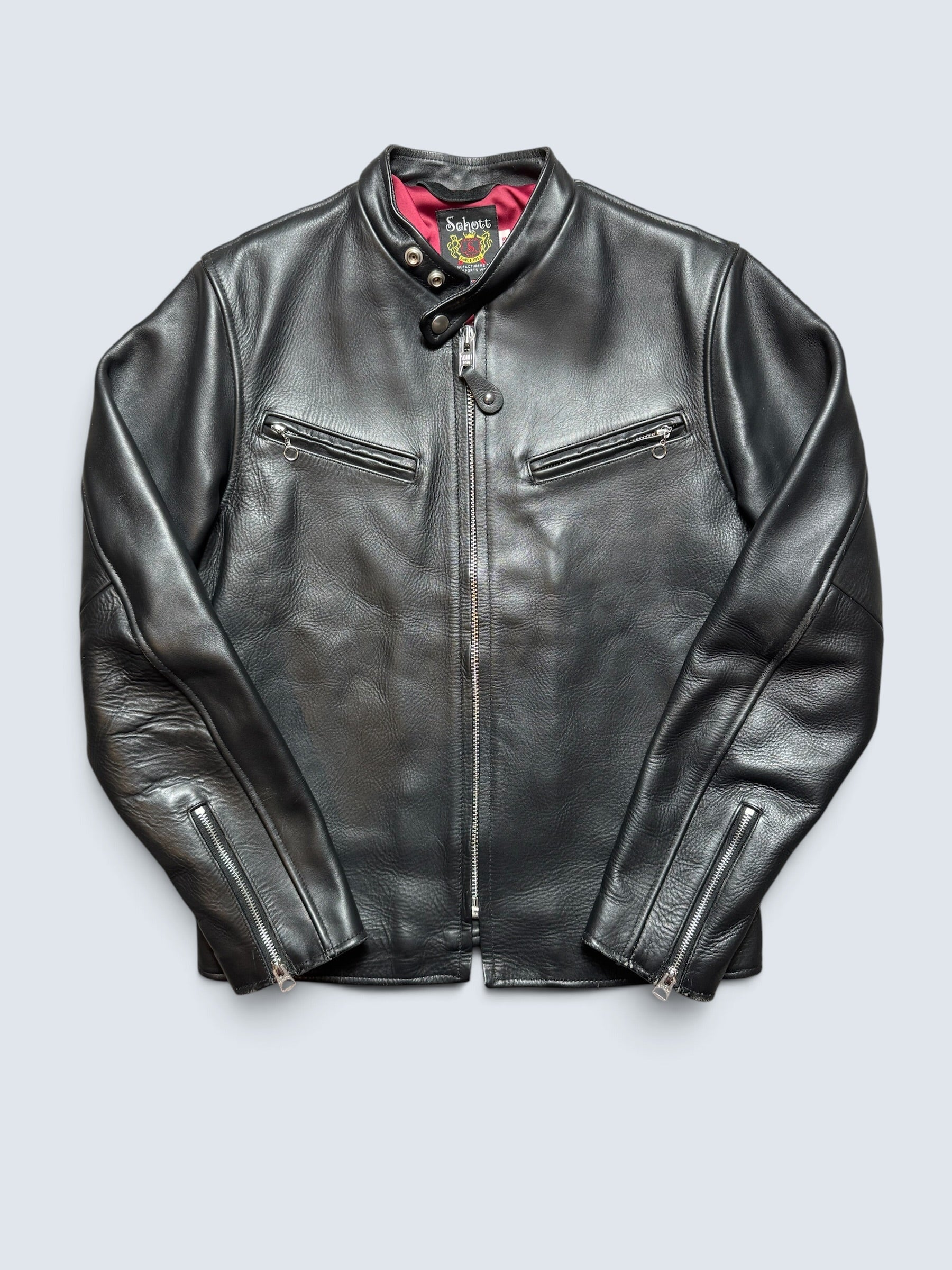 Jacket cuir cowhide Cafe Racer motorcycle Schott Bros. made in USA 641xx Japan exclusive black 00's - 38 (M)