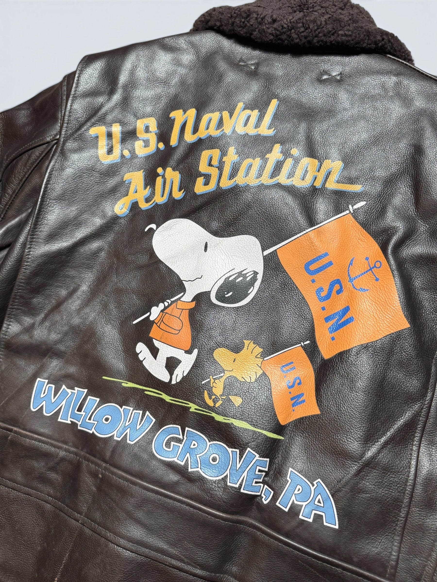 Jacket cuir cowhide flight AN-6552 Buzz Rickson’s Japan usn nose art black 00’s - 42 (L/XL)
