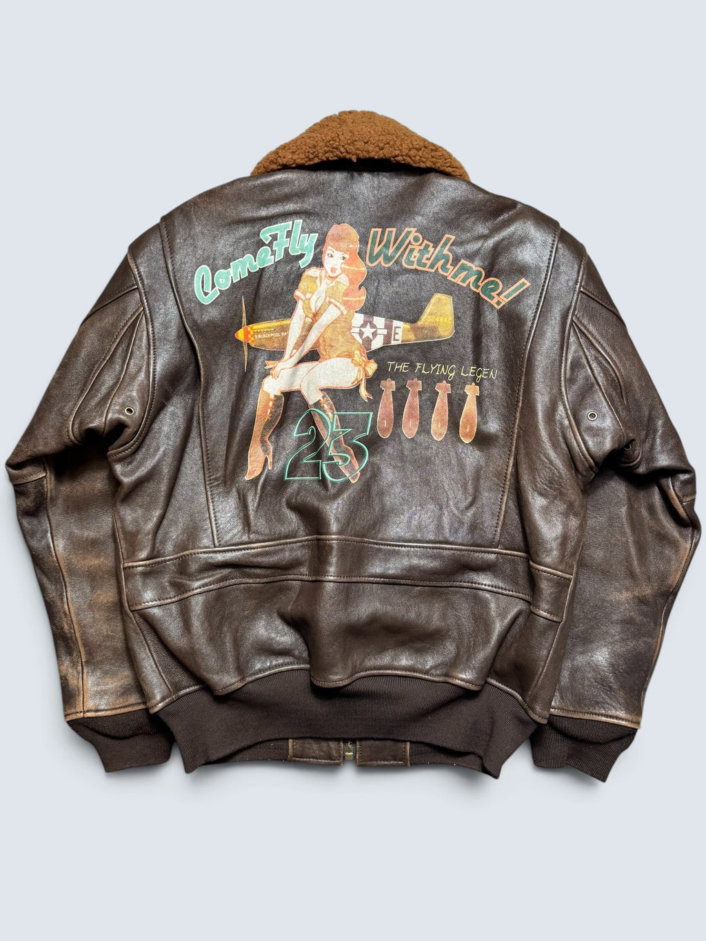 Jacket cuir lambskin flight G-1 Schott NYC Wings Of Gold Top Gun usn full patch nose art black - M (XL)