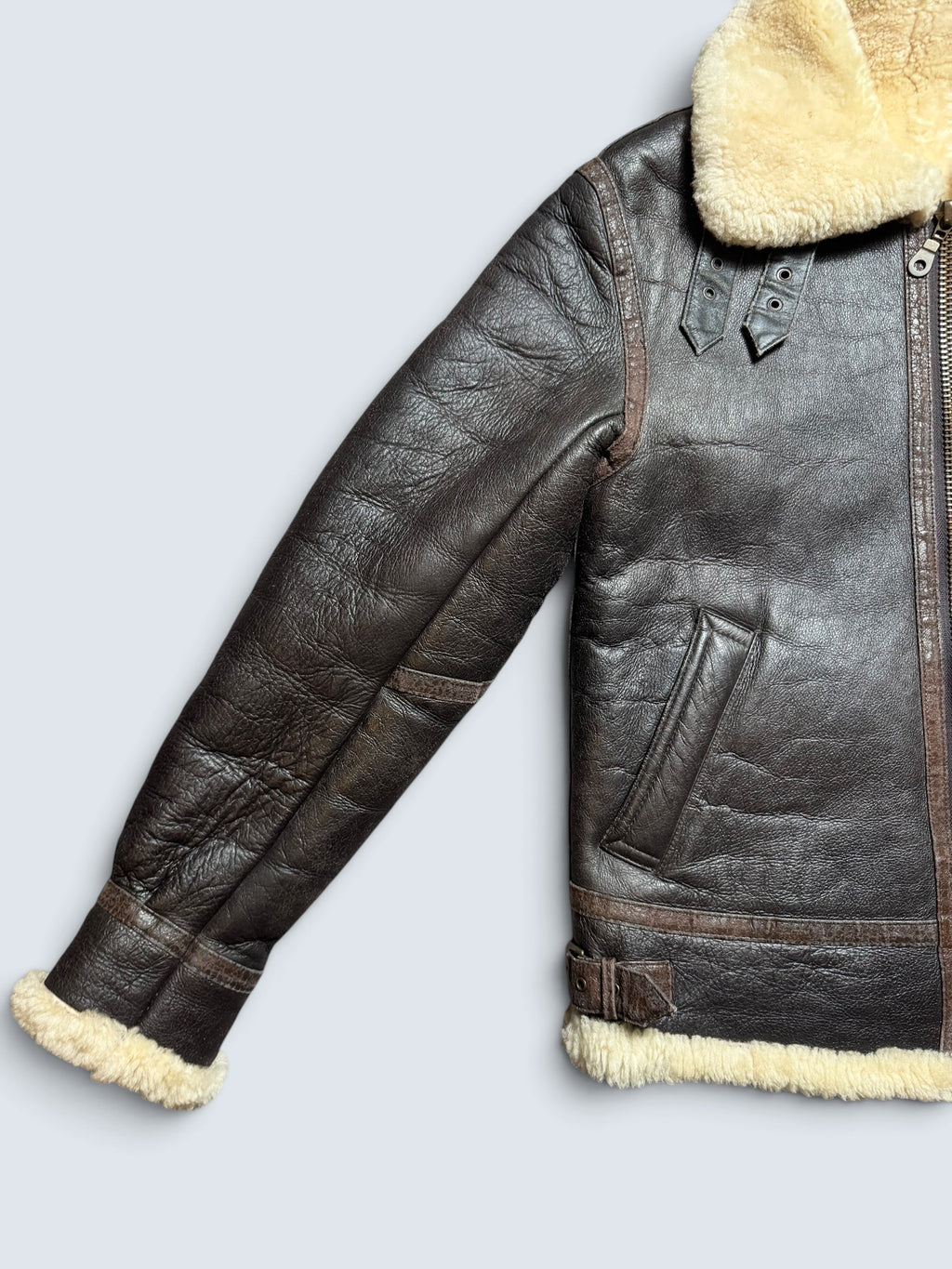 Jacket cuir bomber flight shearling B-3 usaf black vintage 80’s -M