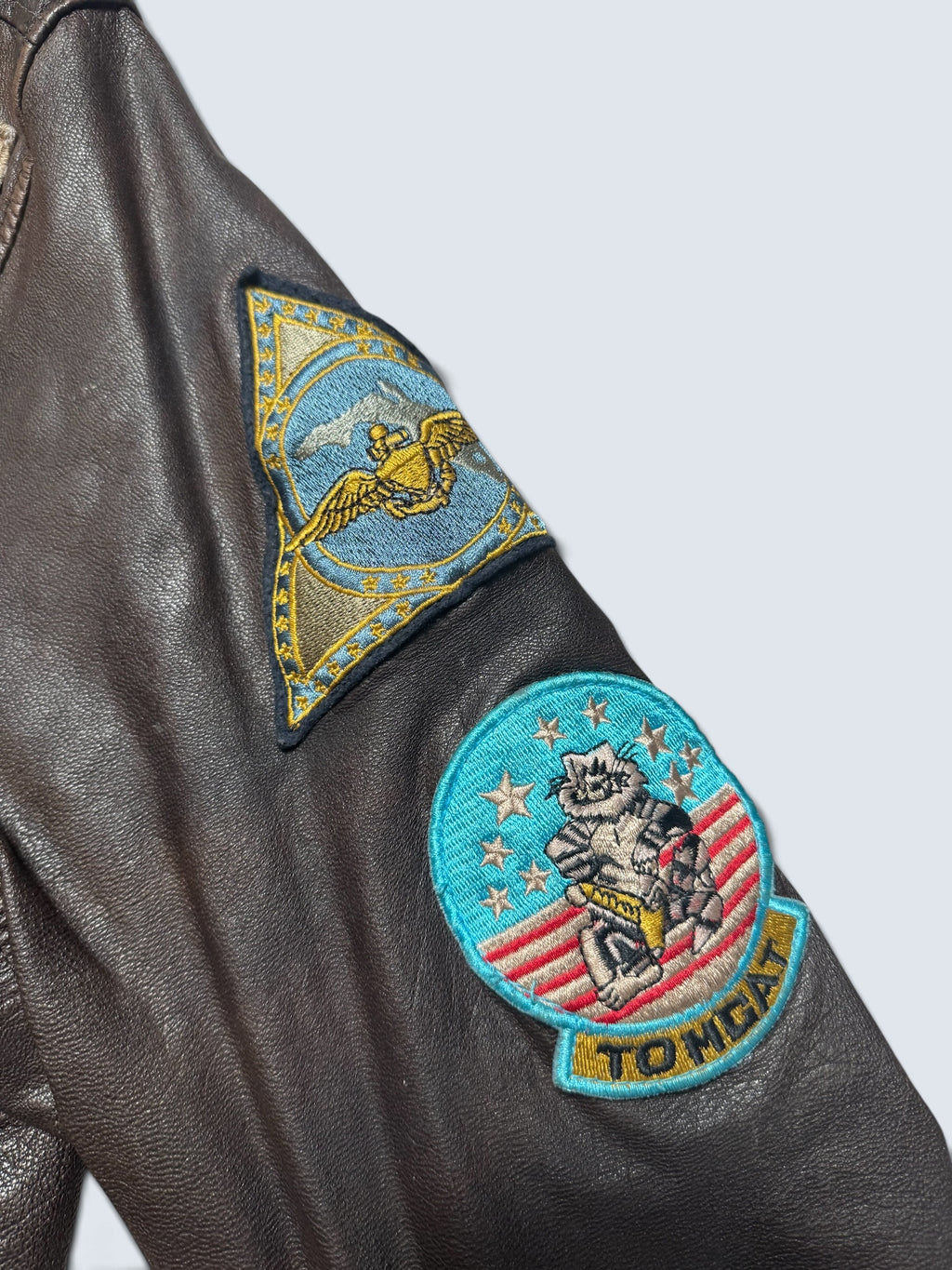 Jacket cuir cowhide flight G-1 Avirex LTD Japan exclusive Top Gun usn full patch brown 90’s - S