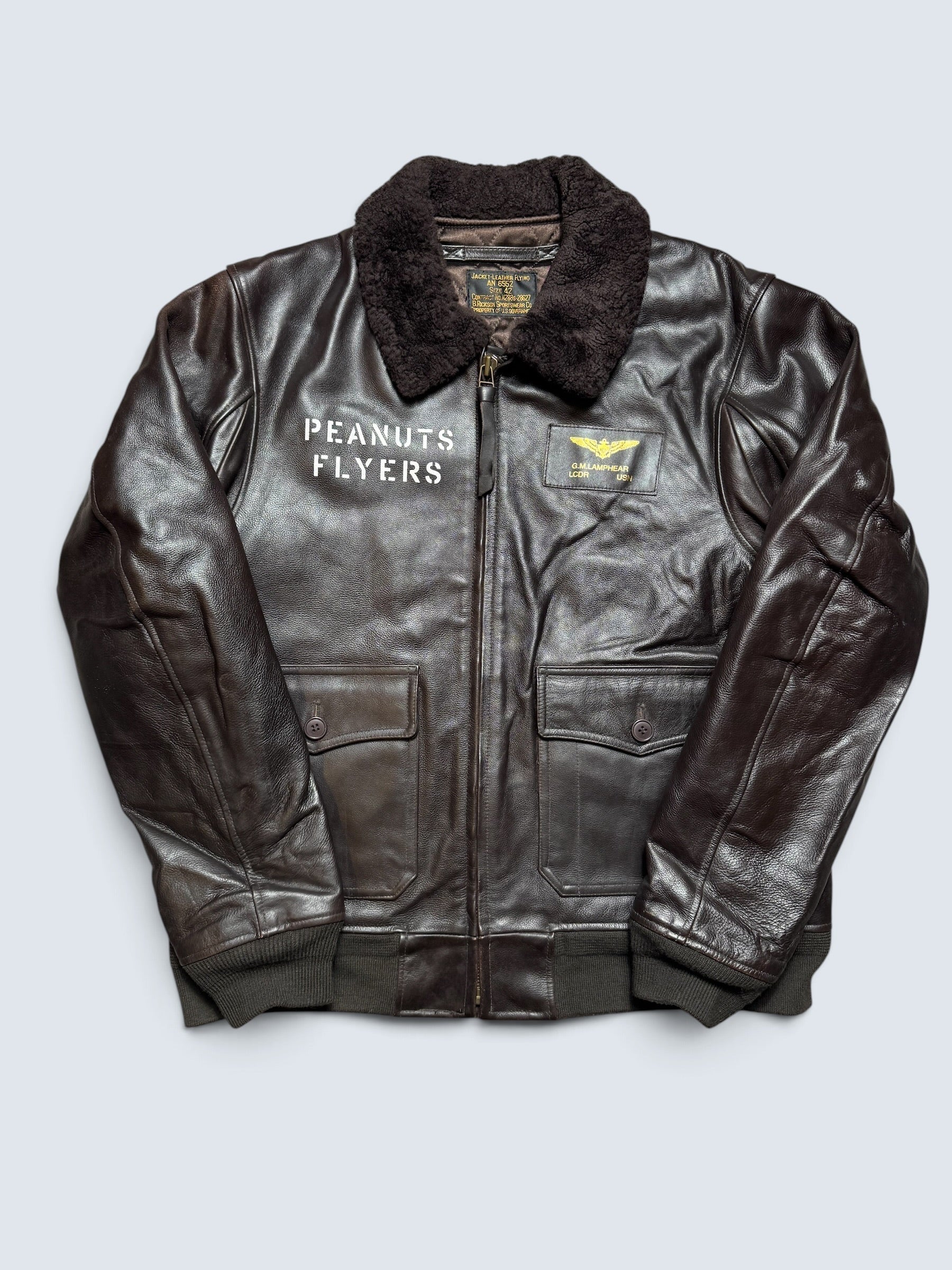 Jacket cuir cowhide flight AN-6552 Buzz Rickson’s Japan usn nose art black 00’s - 42 (L/XL)