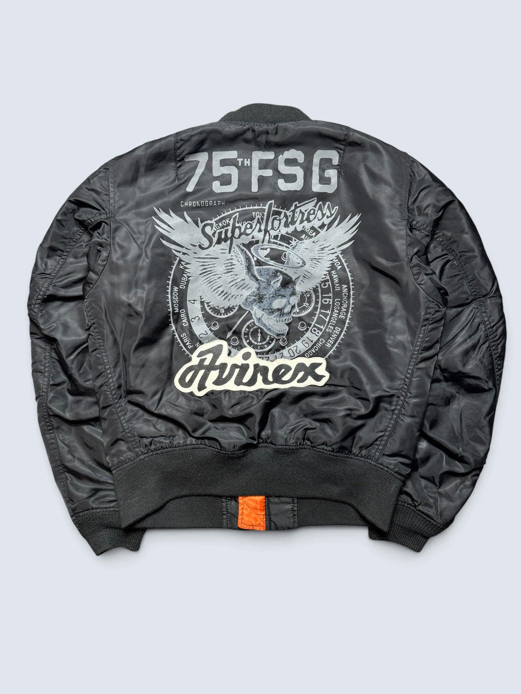 Jacket bomber flight Ma-1 Avirex LTD 75 FSG made in Korea black vintage 90's - M