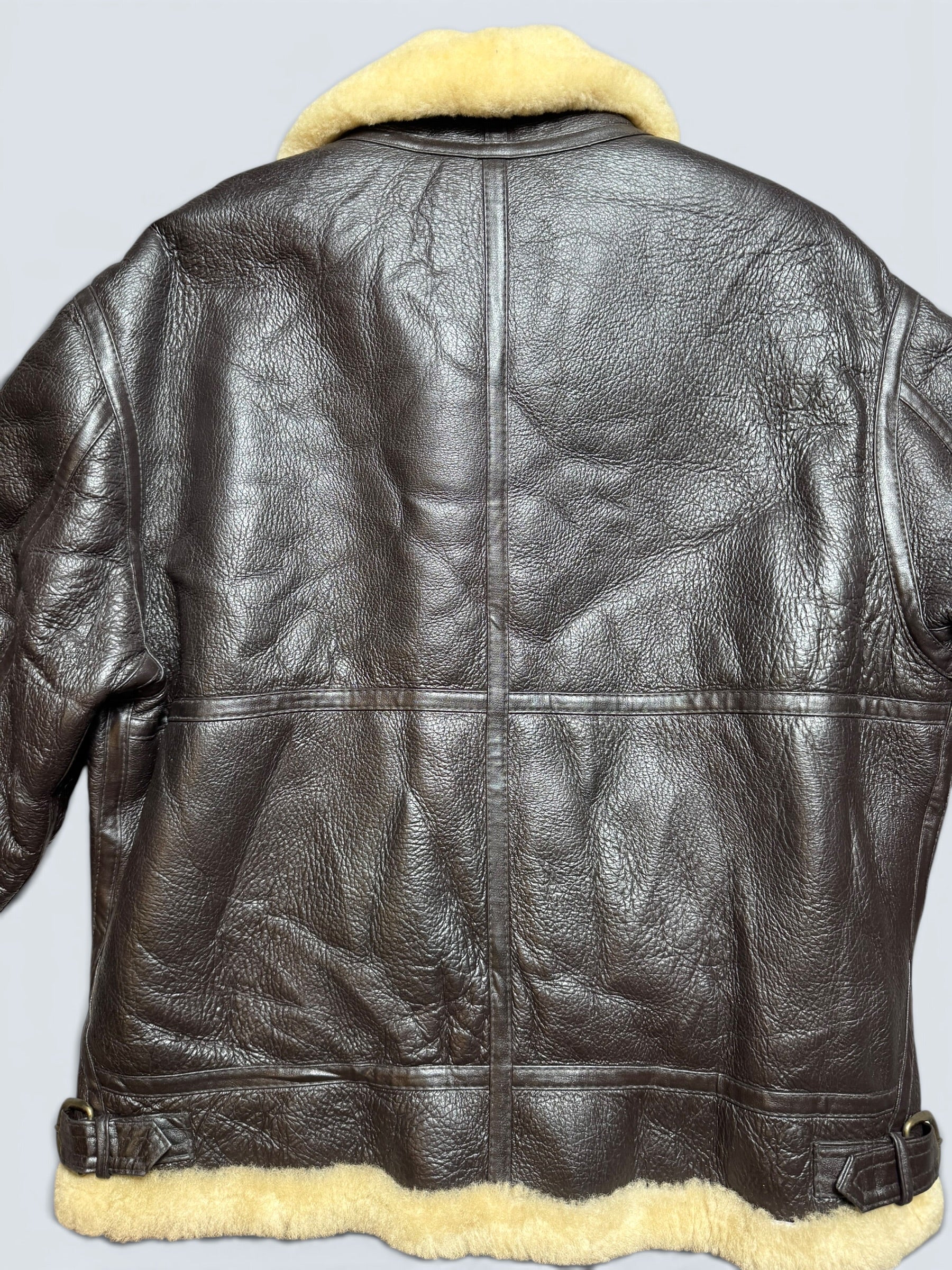 Jacket cuir bomber flight shearling aviator B-3 usaf black vintage 90’s - L