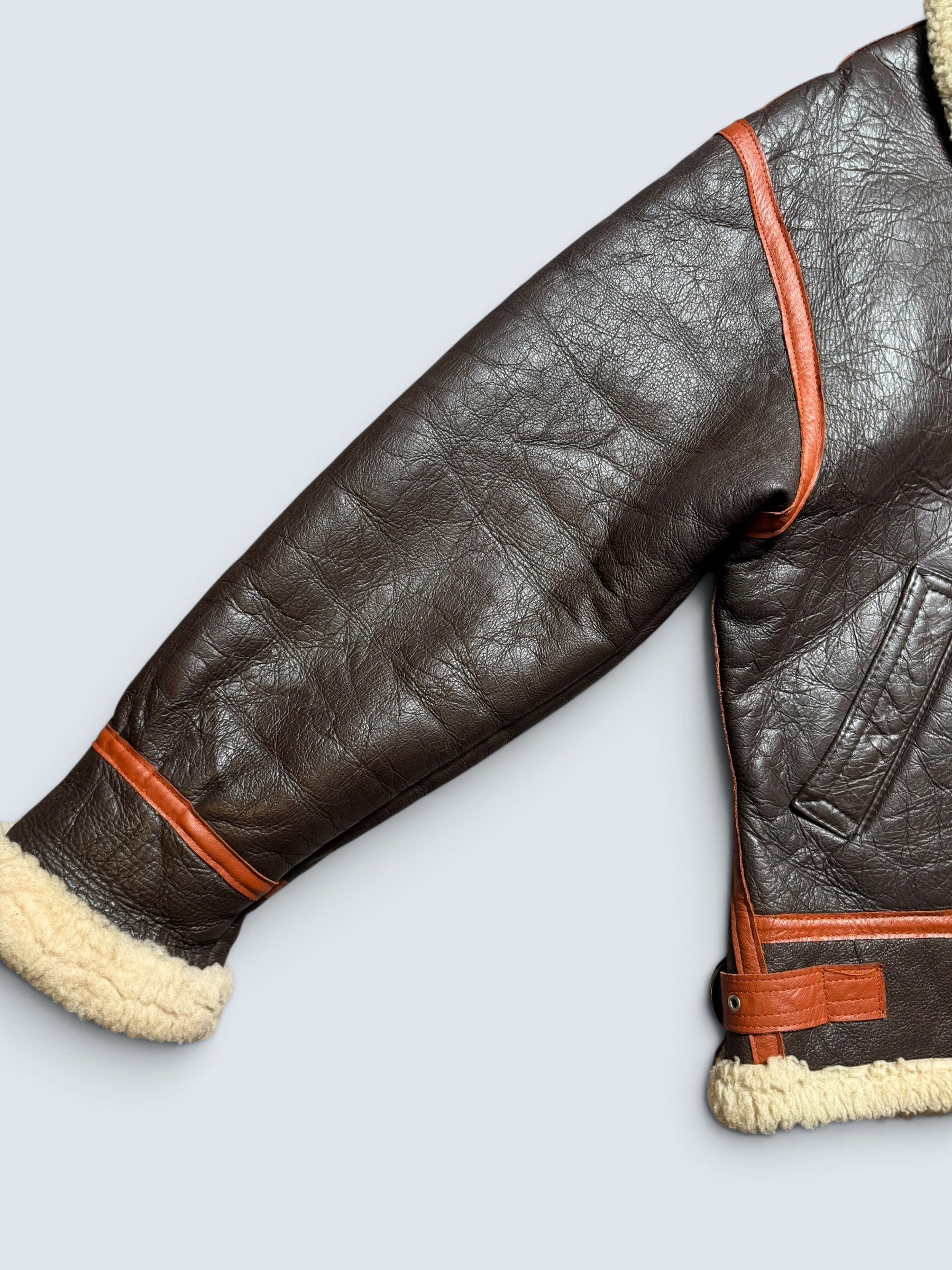 Jacket cuir bomber flight shearling aviator B-3 usaf brown vintage 80’s - XL