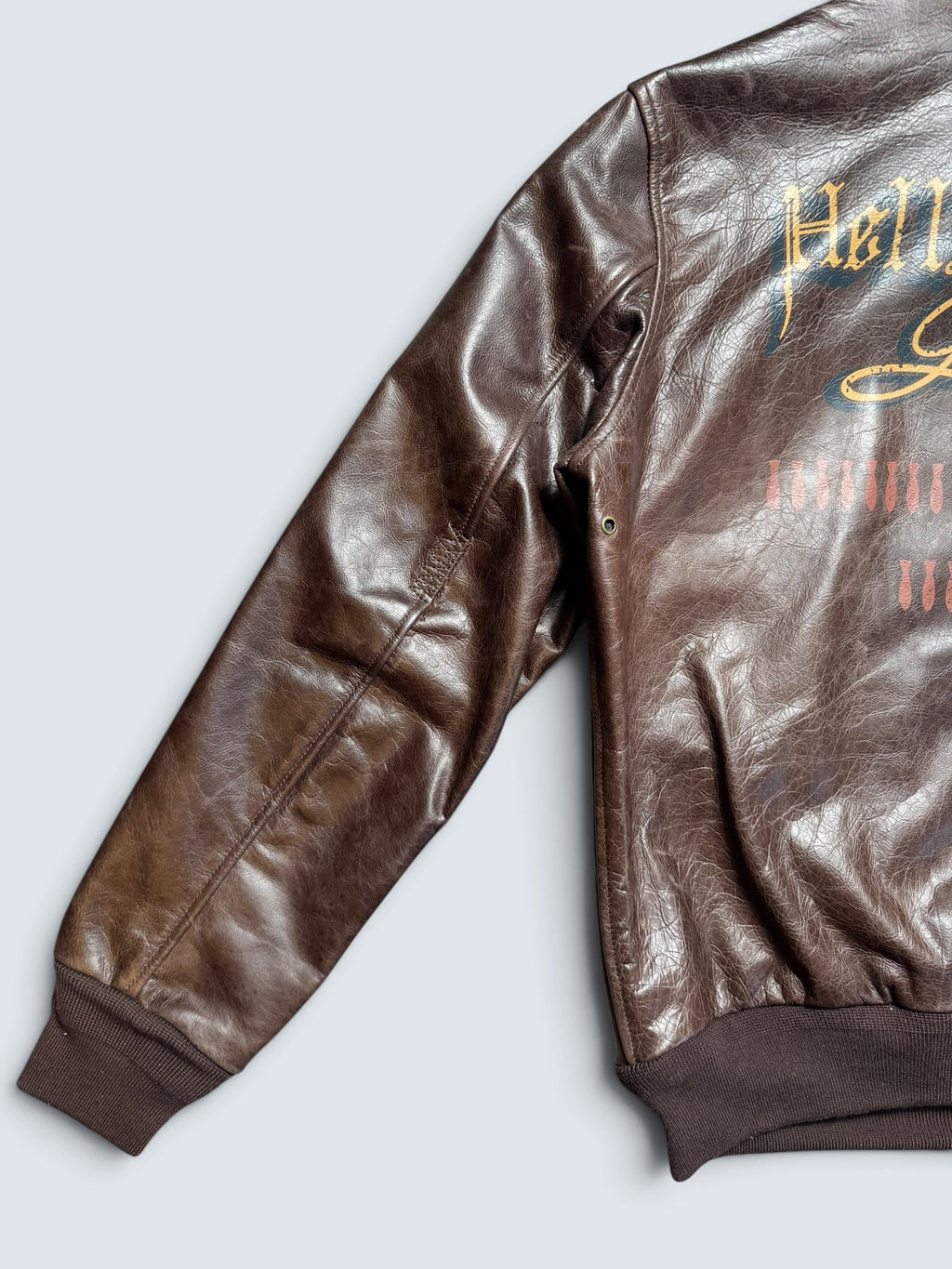 Jacket cuir horsehide flight A-2 Curphey Leather Hell's Angels patch & nose art usaf brown - 42 (L)