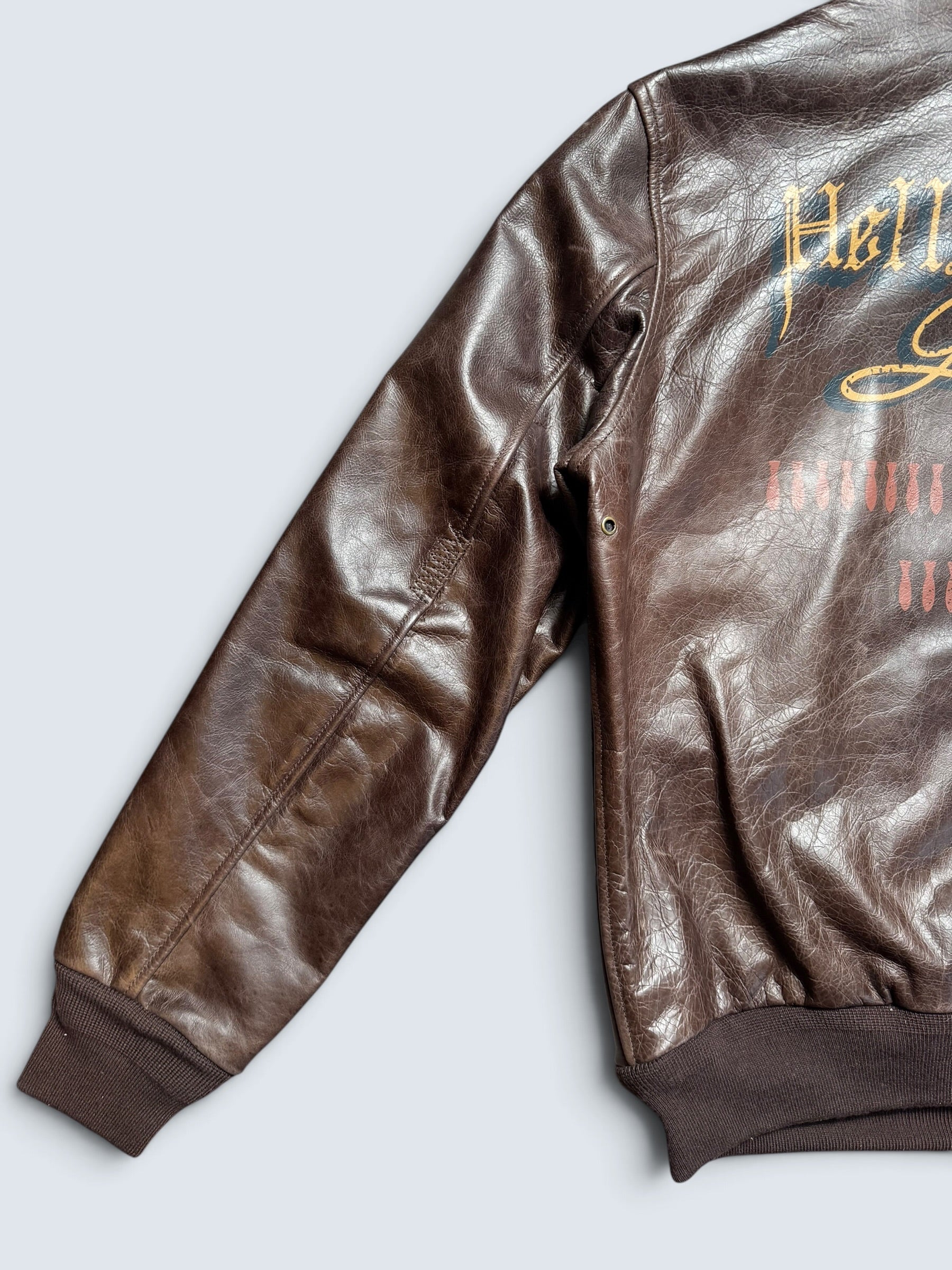 Jacket cuir horsehide flight A-2 Curphey Leather Hell's Angels patch & nose art usaf brown - 42 (L)