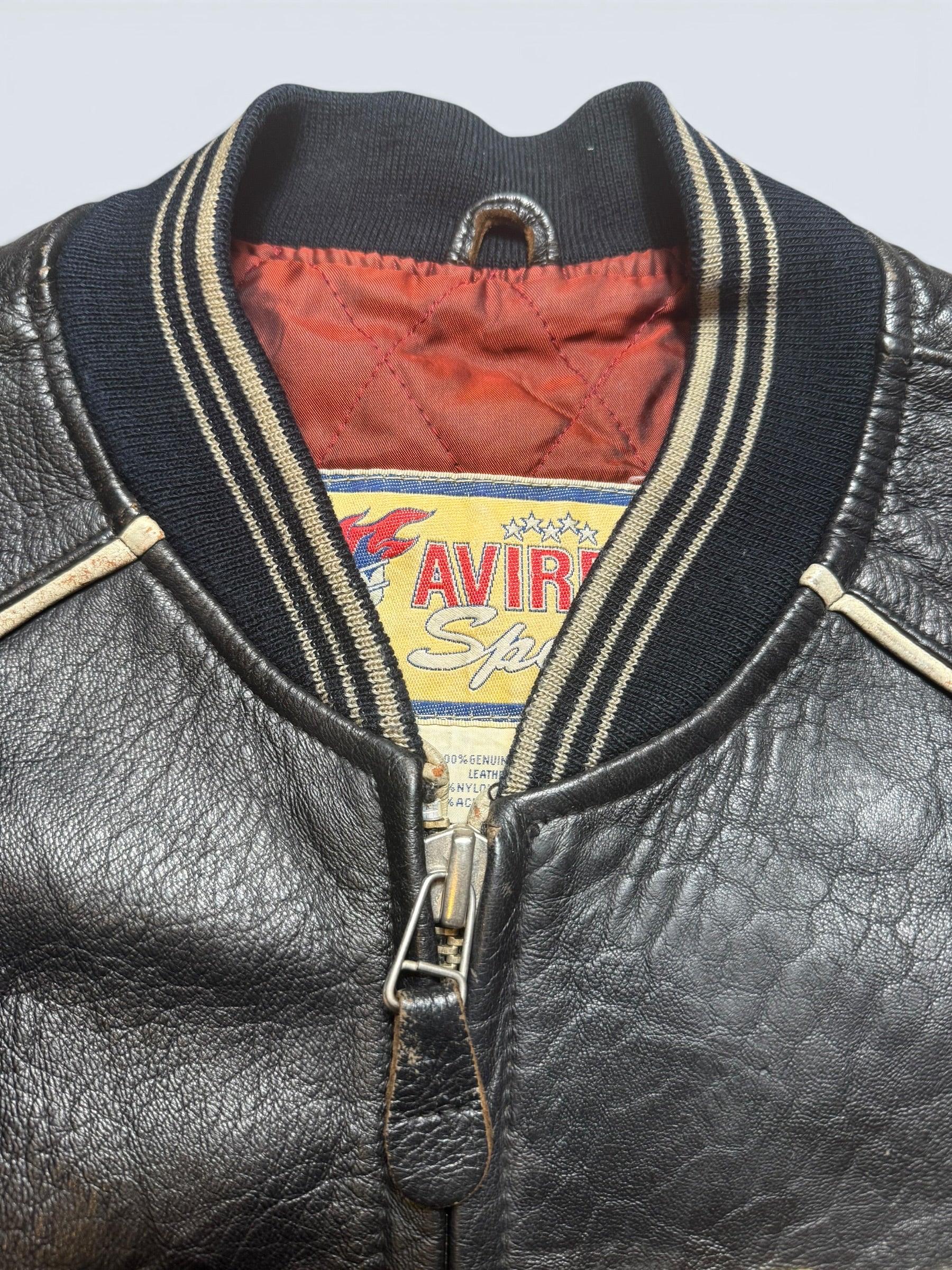 Jacket cuir varsity sport Avirex the last frontier co champs MSL black 80’s - M/L