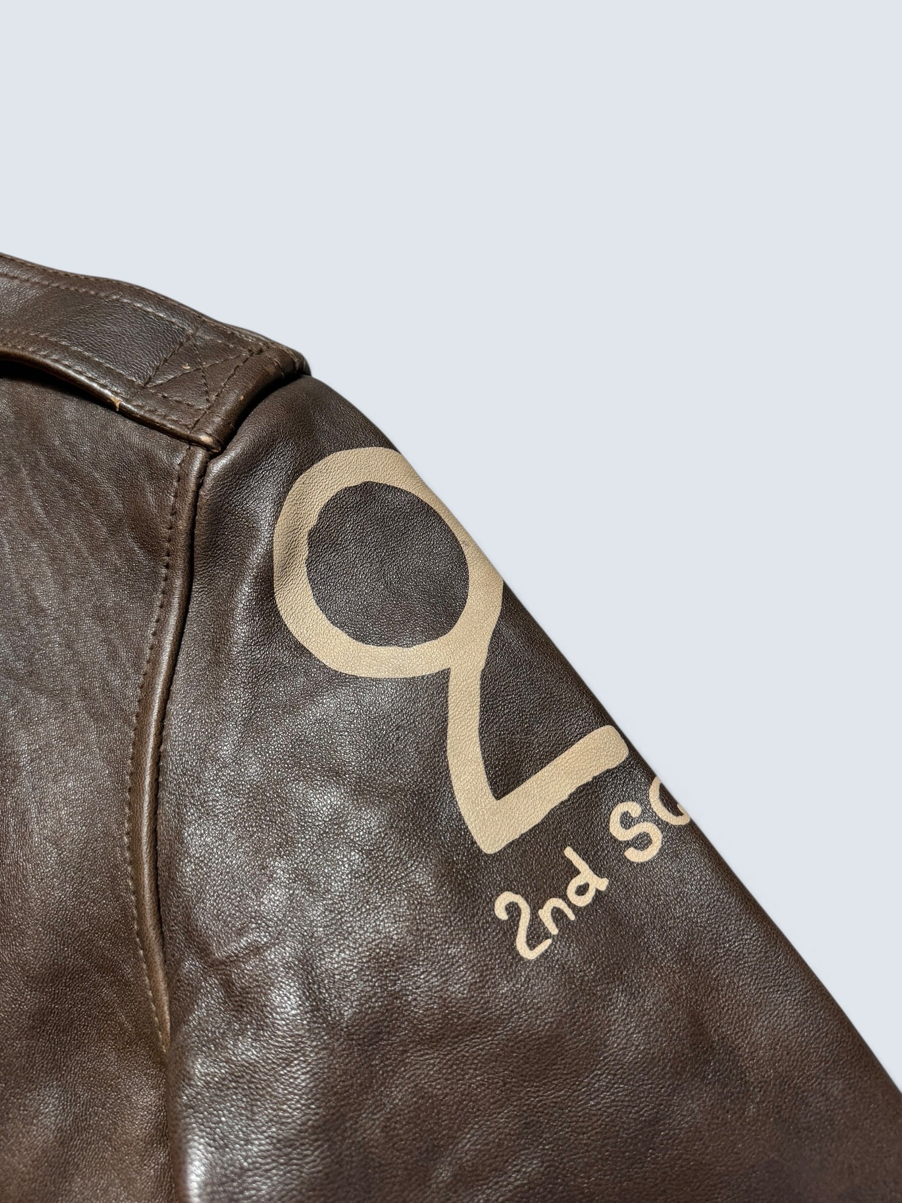 Jacket cuir cowhide flight A-2 Avirex LTD usaf nose art patch brown - S/M