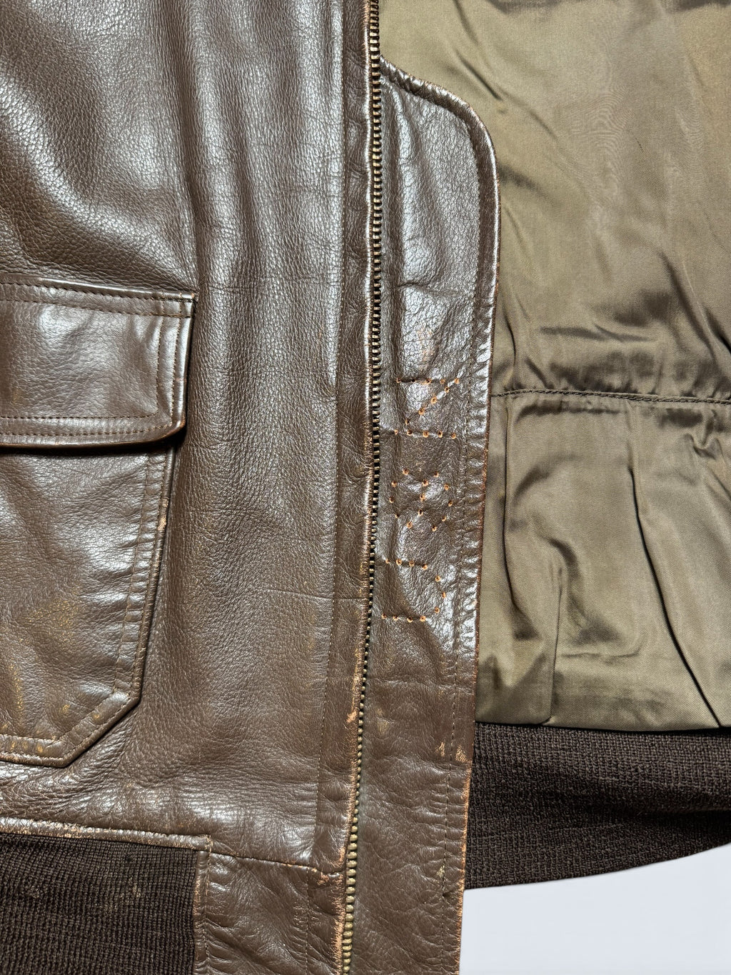 Jacket cuir goatskin flight G-1 original US Navy Brill Bros 1975 Vietnam Era - 44 (XL)
