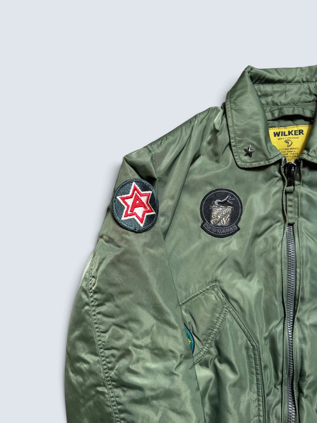 Jacket bomber flight CWU-45P Wilker Industries full patch kaki vintage 00’s - L