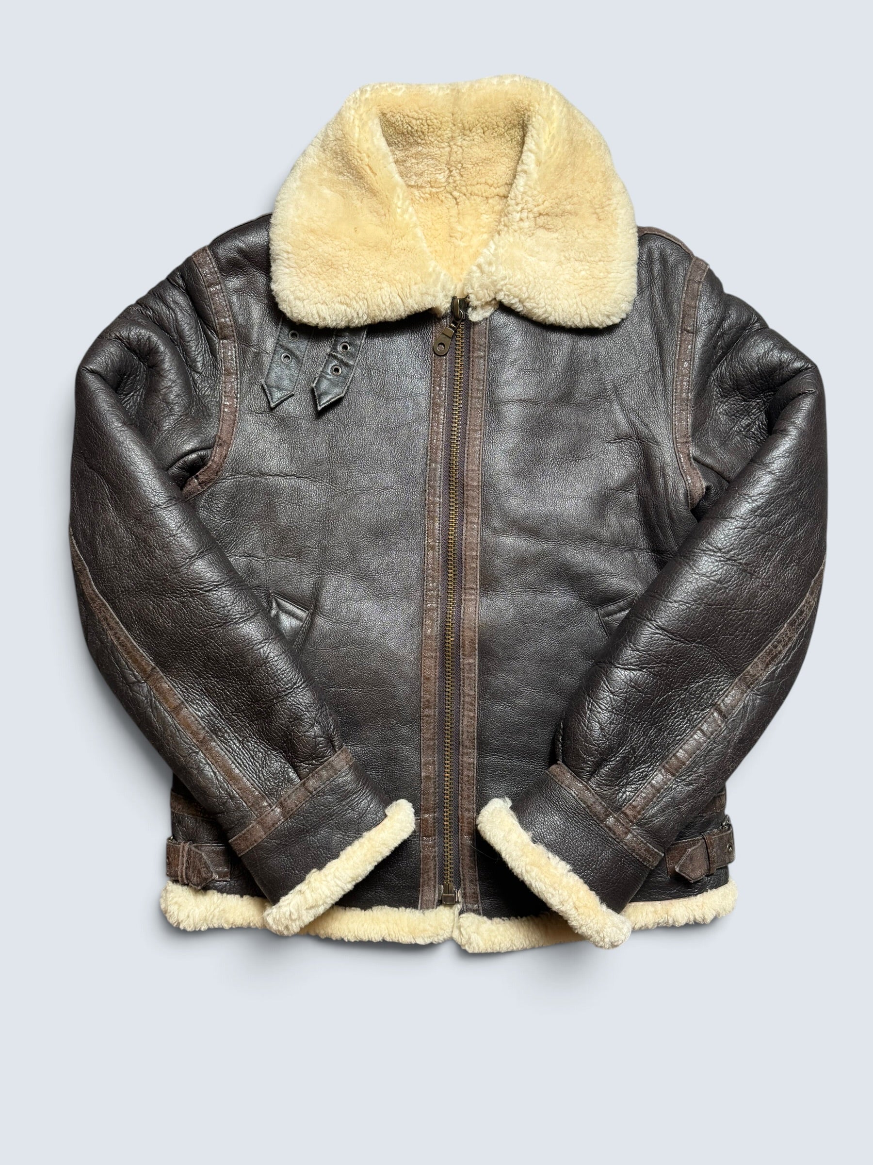 Jacket cuir bomber flight shearling B-3 usaf black vintage 80’s -M