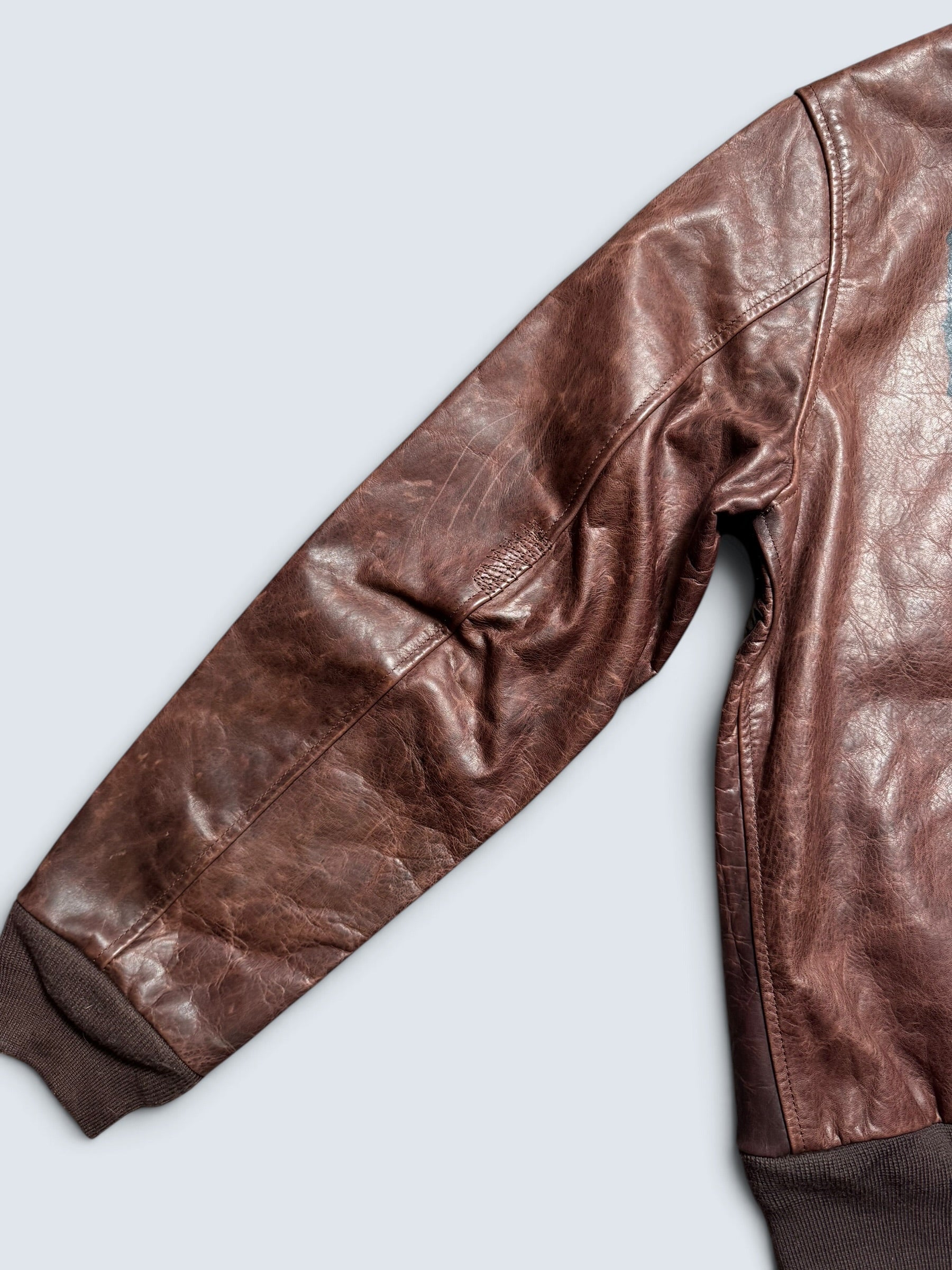 Jacket cuir horsehide flight A-2 Curphey Leather Hell's Angels patch & nose art usaf brown - 42 (L)