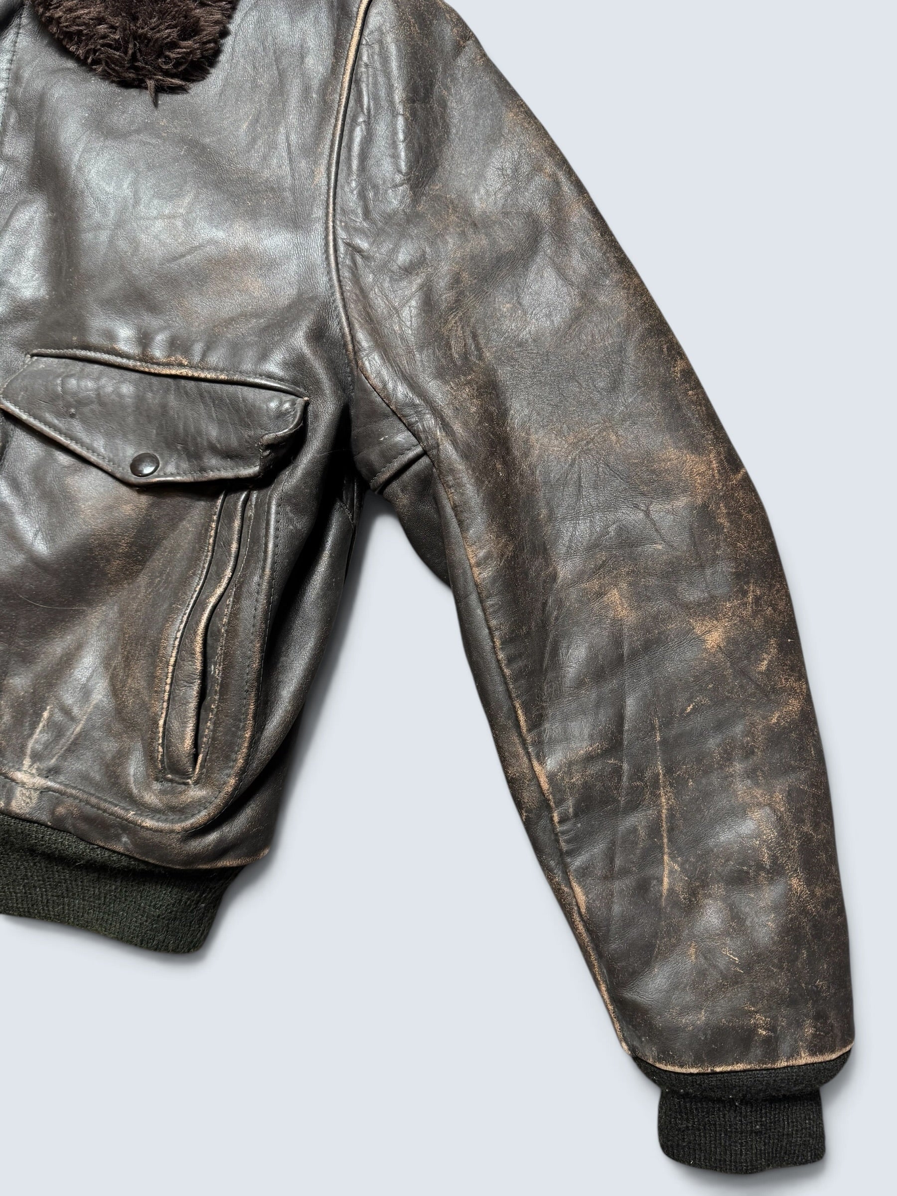 Jacket cuir cowhide flight bomber Schott NYC 674MS made in USA brown early 70’s - 42 (M)