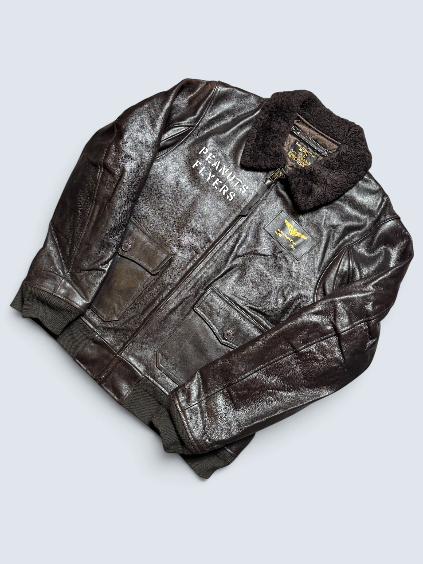 Jacket cuir cowhide flight AN-6552 Buzz Rickson’s Japan usn nose art black 00’s - 42 (L/XL)