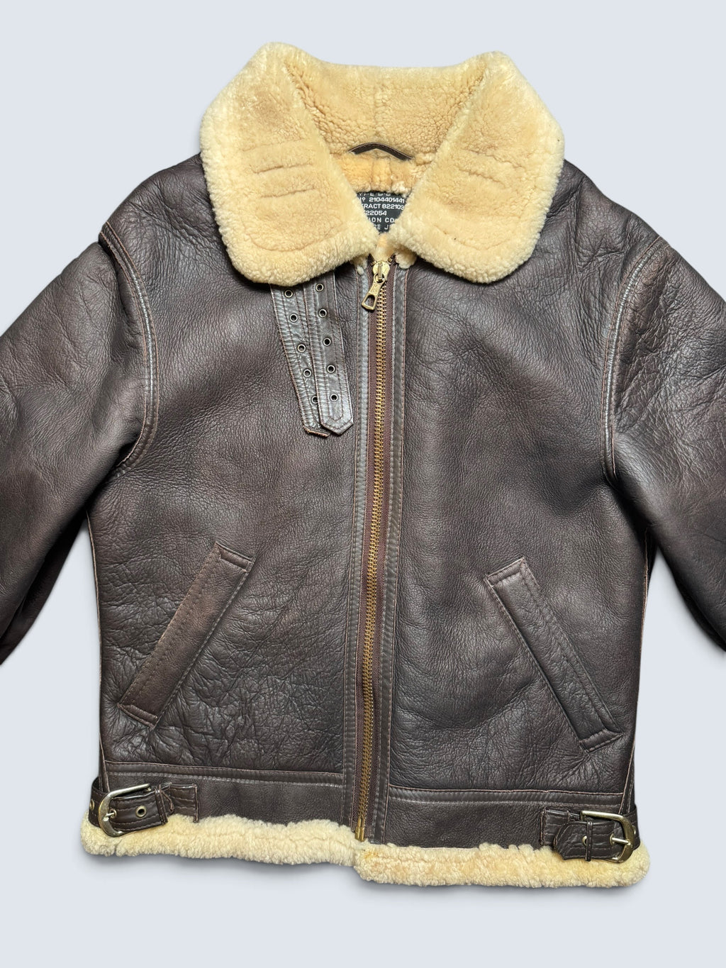 Jacket cuir bomber flight shearling B-3 Aviation Co usaf brown vintage 90’s - M/L
