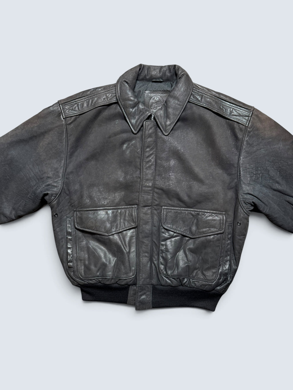 Jacket cuir bomber flight pilot Golden Bear A-2 made in USA black 80’s - 38 (M)