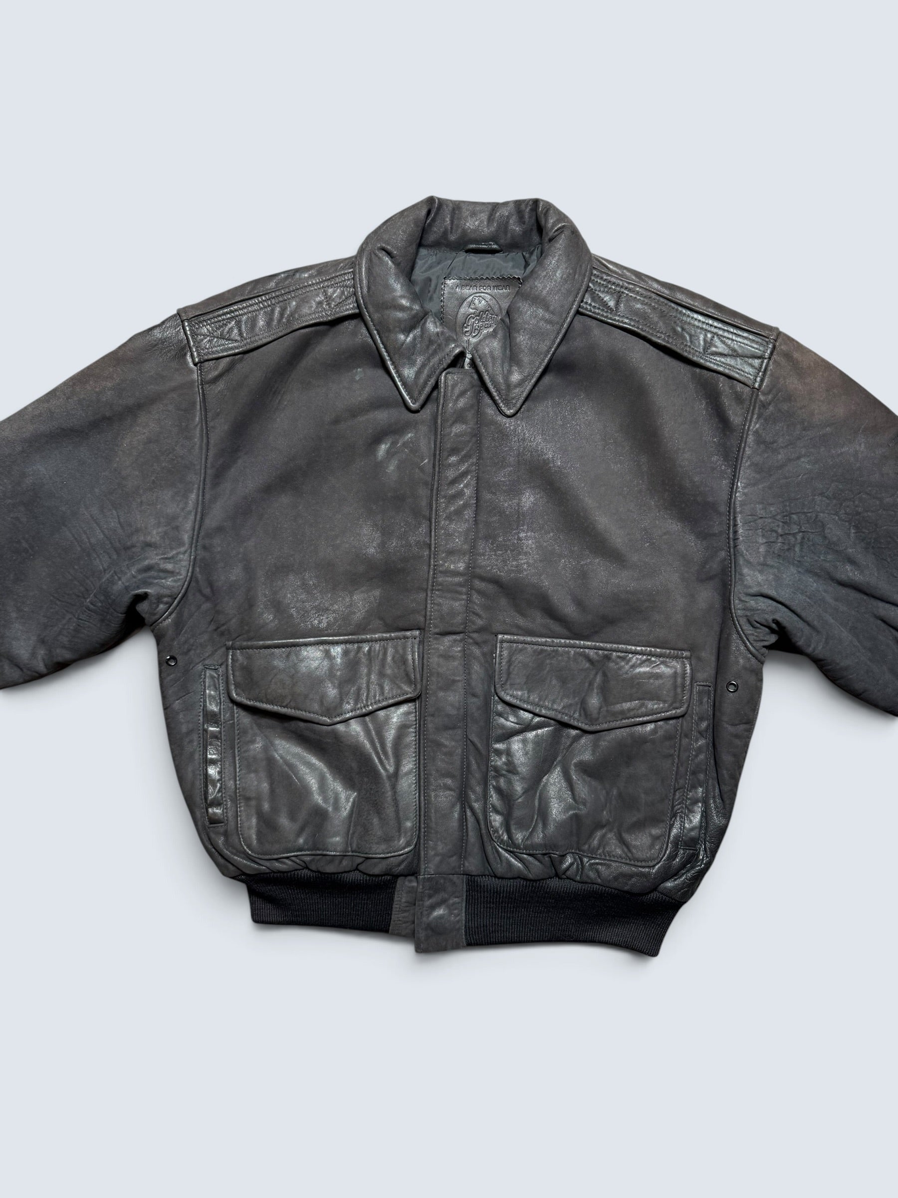 Jacket cuir bomber flight pilot Golden Bear A-2 made in USA black 80’s - 38 (M)