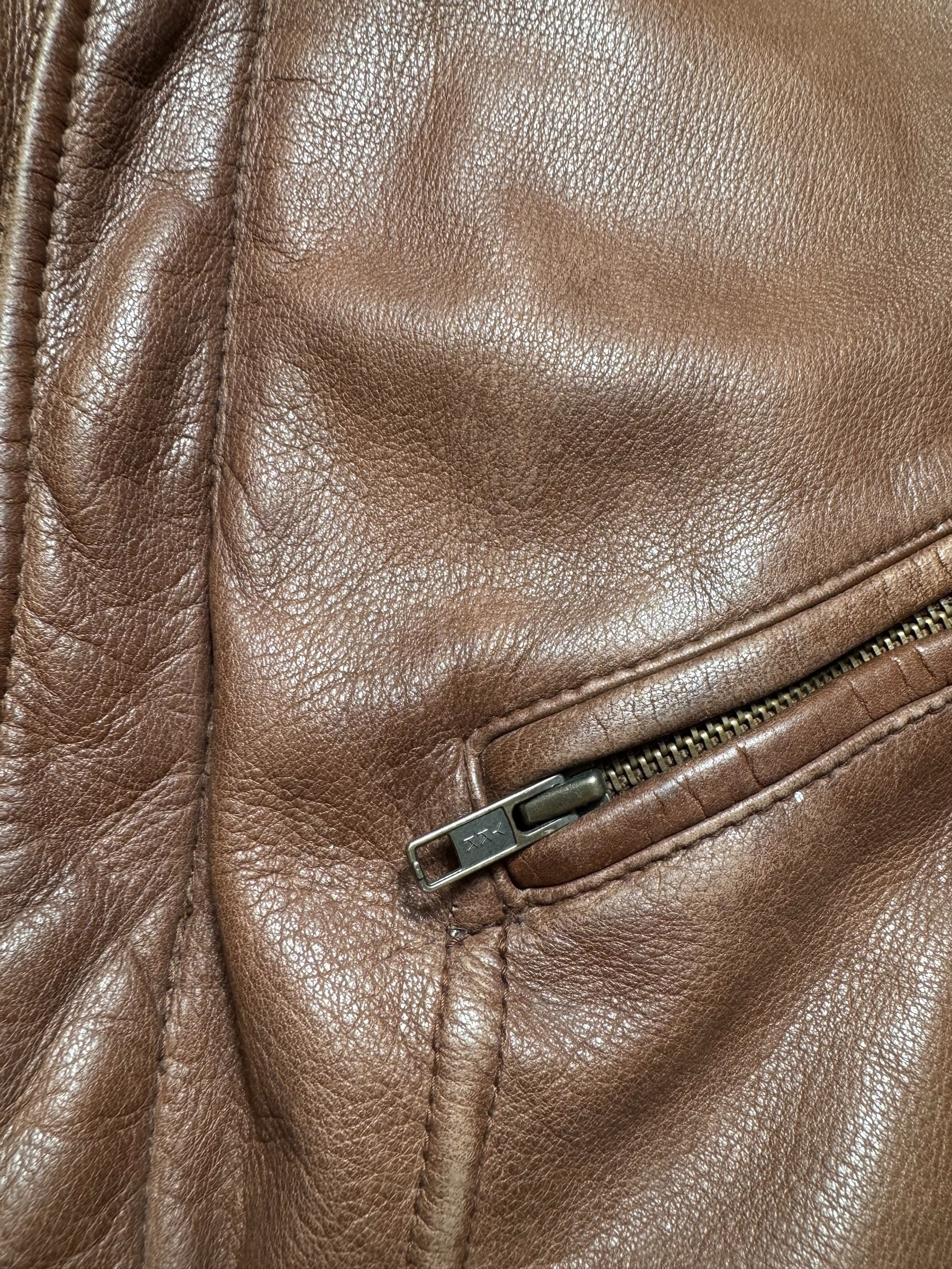 Jacket cuir cowhide flight bomber G-2 Chevignon Flying wear brown 80’s - L