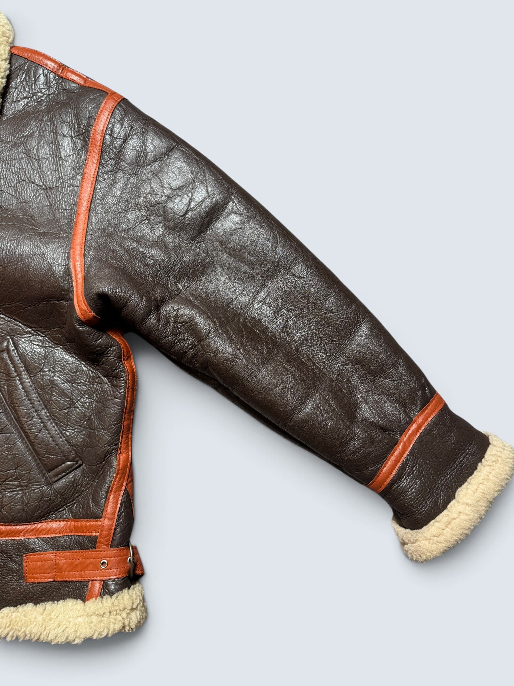 Jacket cuir bomber flight shearling aviator B-3 usaf brown vintage 80’s - XL