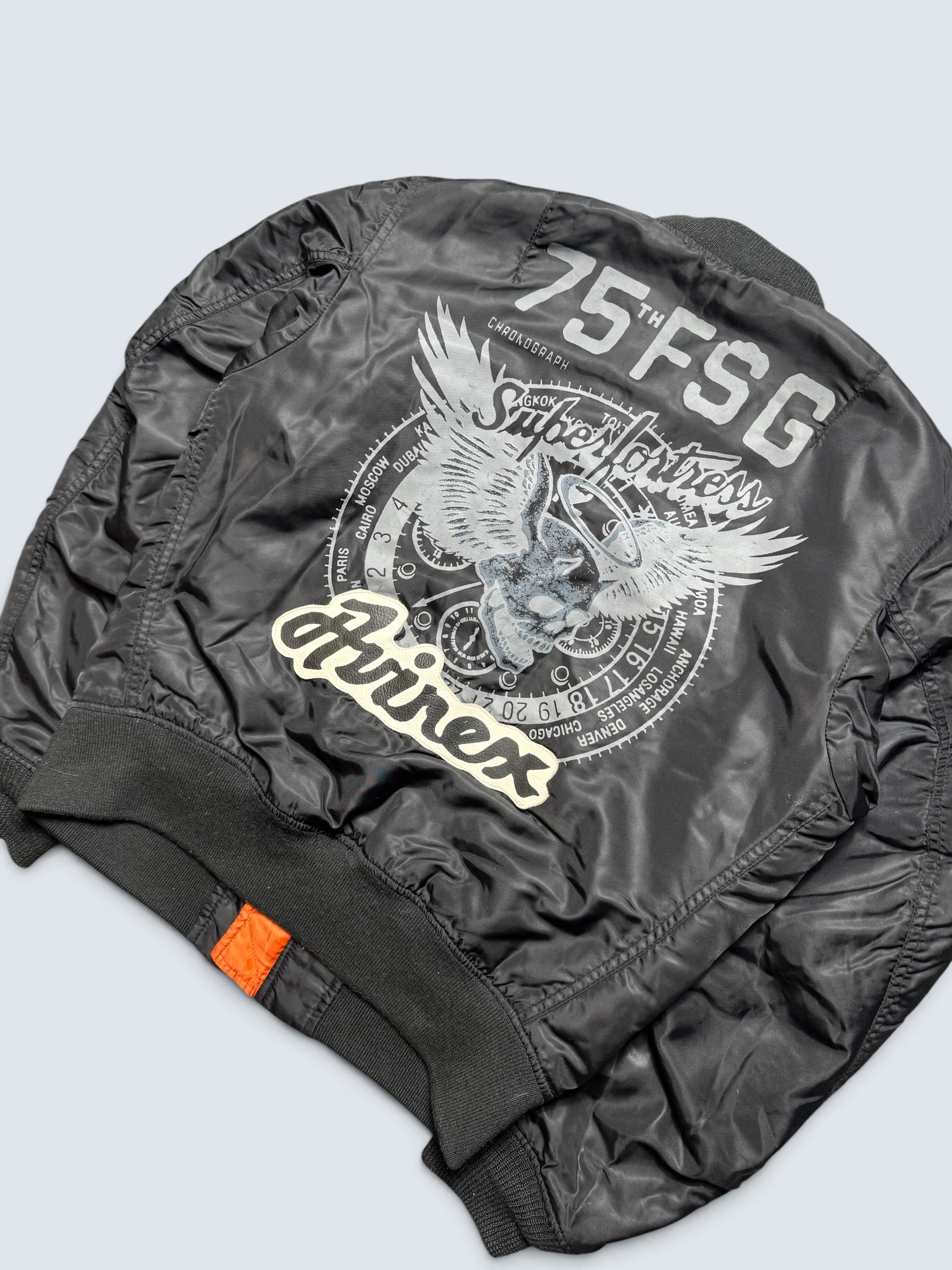 Jacket bomber flight Ma-1 Avirex LTD 75 FSG made in Korea black vintage 90's - M