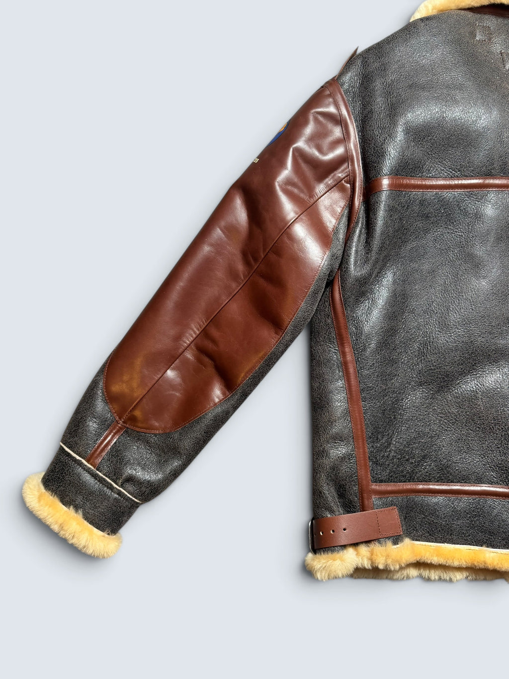 Jacket cuir bomber flight shearling B-3 Patton Toys Mccoy Japan usaf black & brown 2020 - 40 (M)