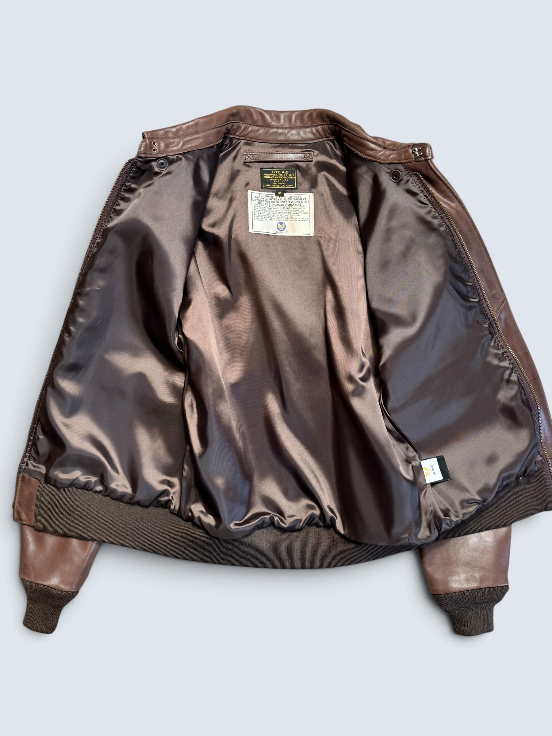 Jacket cuir cowhide flight A-2 Avirex LTD usaf flying tigers full patch brown - 38 (S/M)