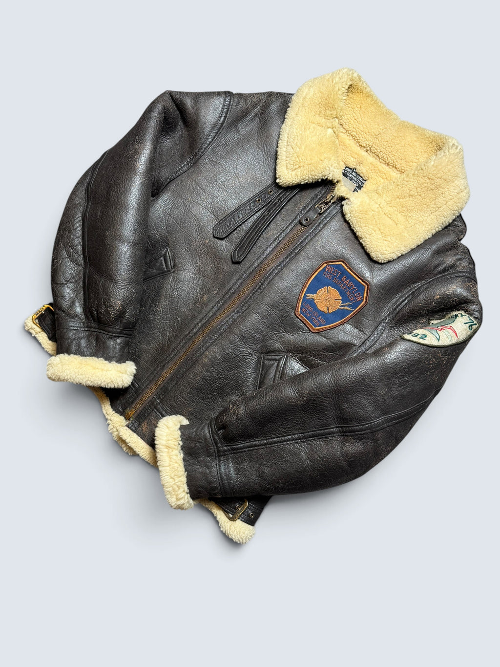 Jacket cuir flight shearling B-3 Avirex made in USA usaf black vintage 80’s - 38 (M/L)