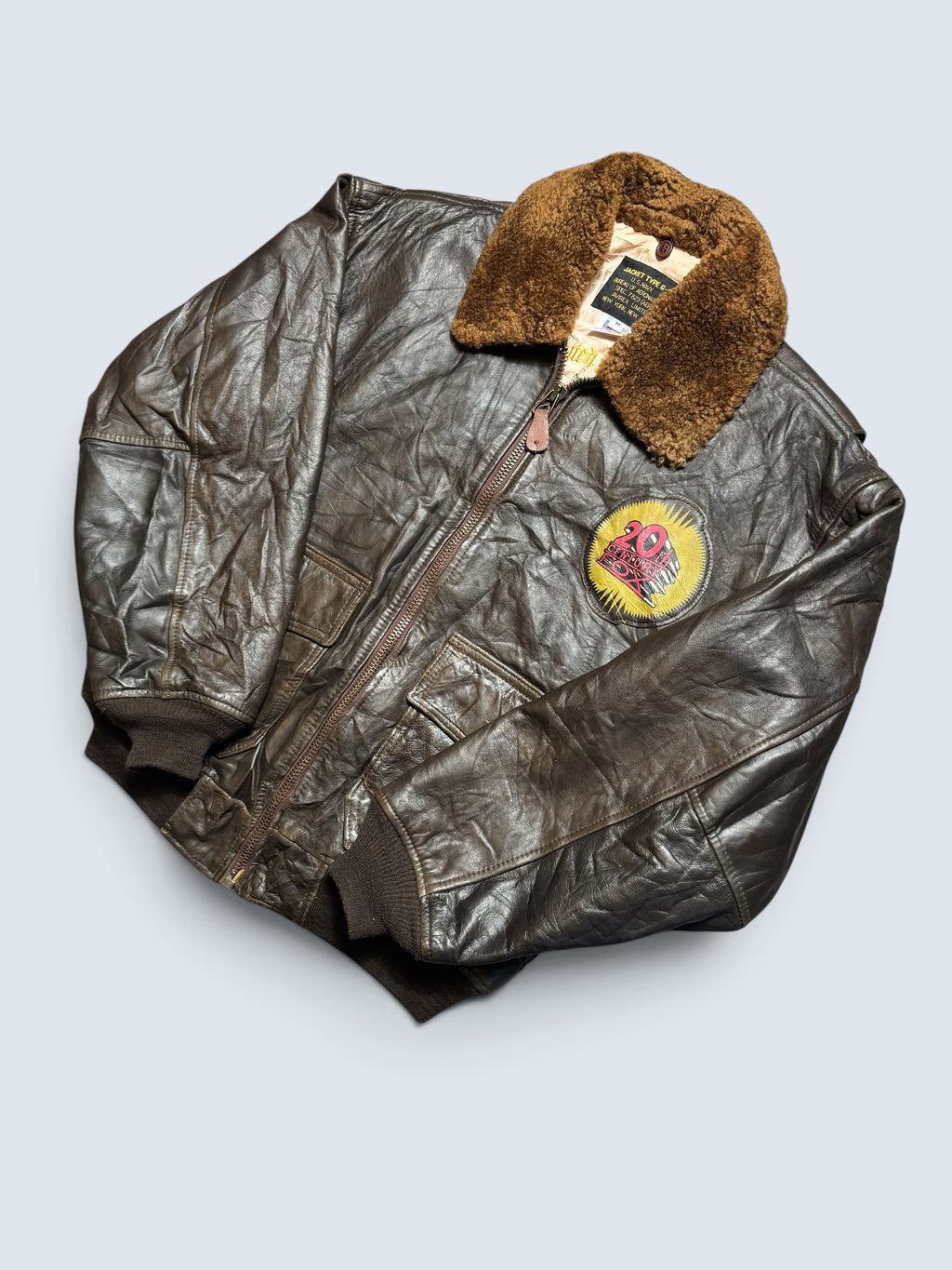 Jacket cuir cowhide flight G-1 Avirex Limited Made in USA usn 20th patch brown 80’s - M